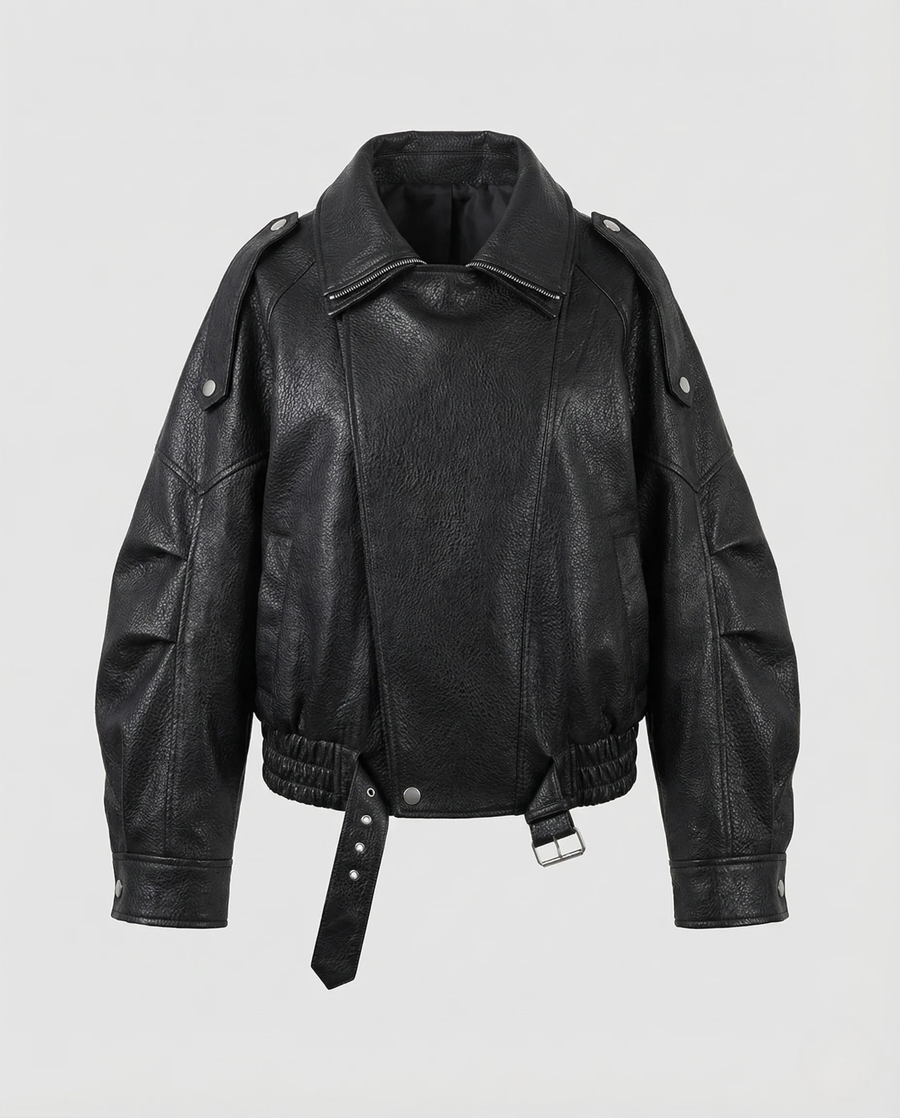 Damen Oversize Bikerjacke Kurz Kunstleder - Image 5