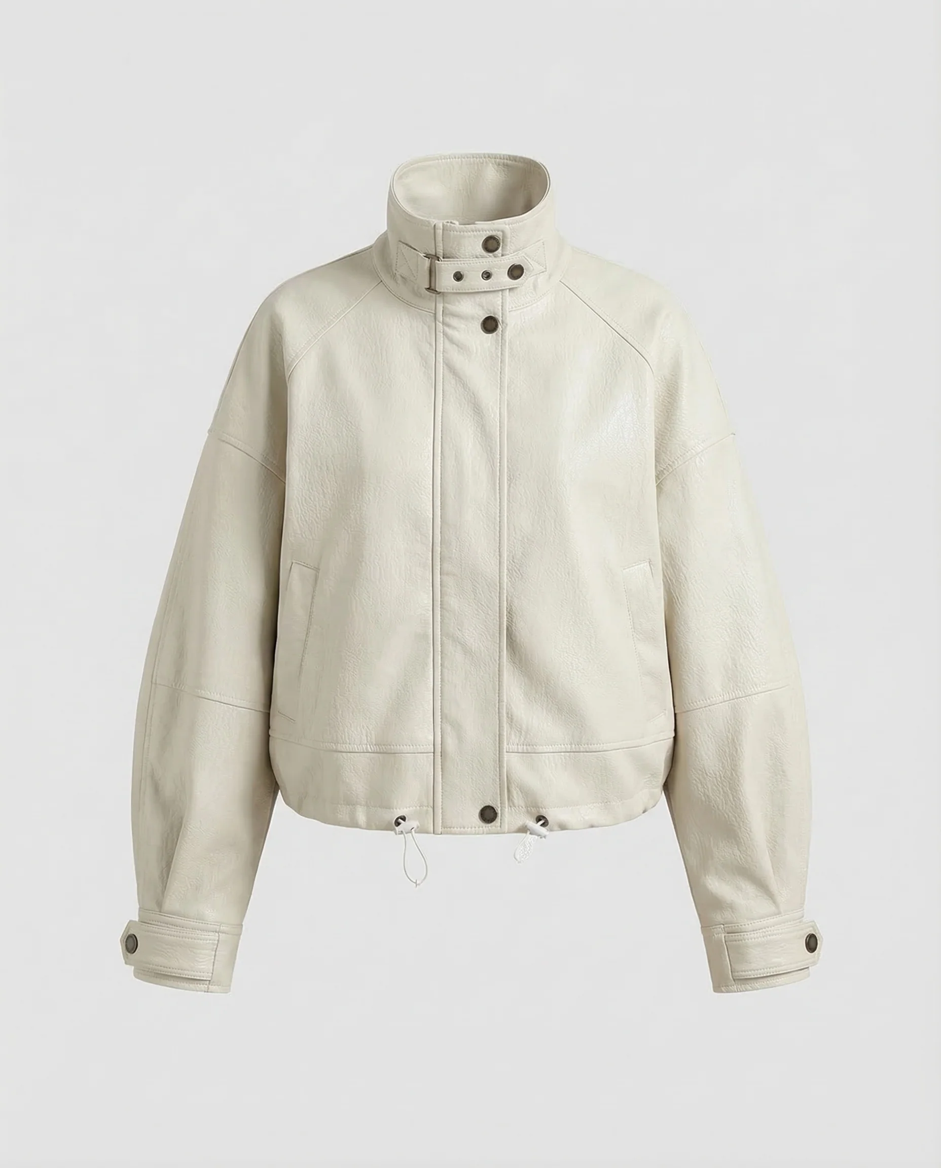 Damen Kunstlederjacke Oversize Kurz - Image 5