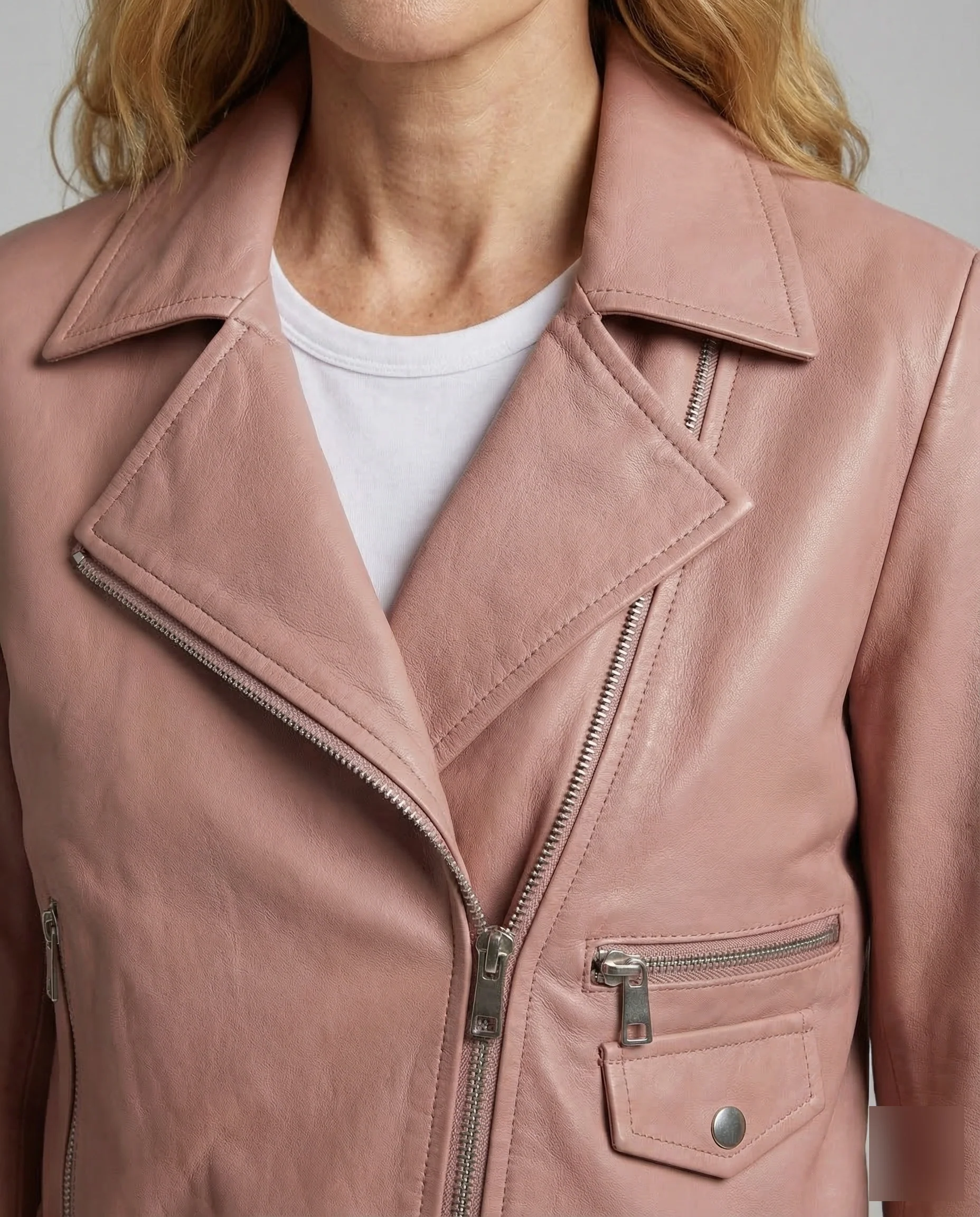 Damen Bikerjacke Vegan Leder Kurz - Image 3