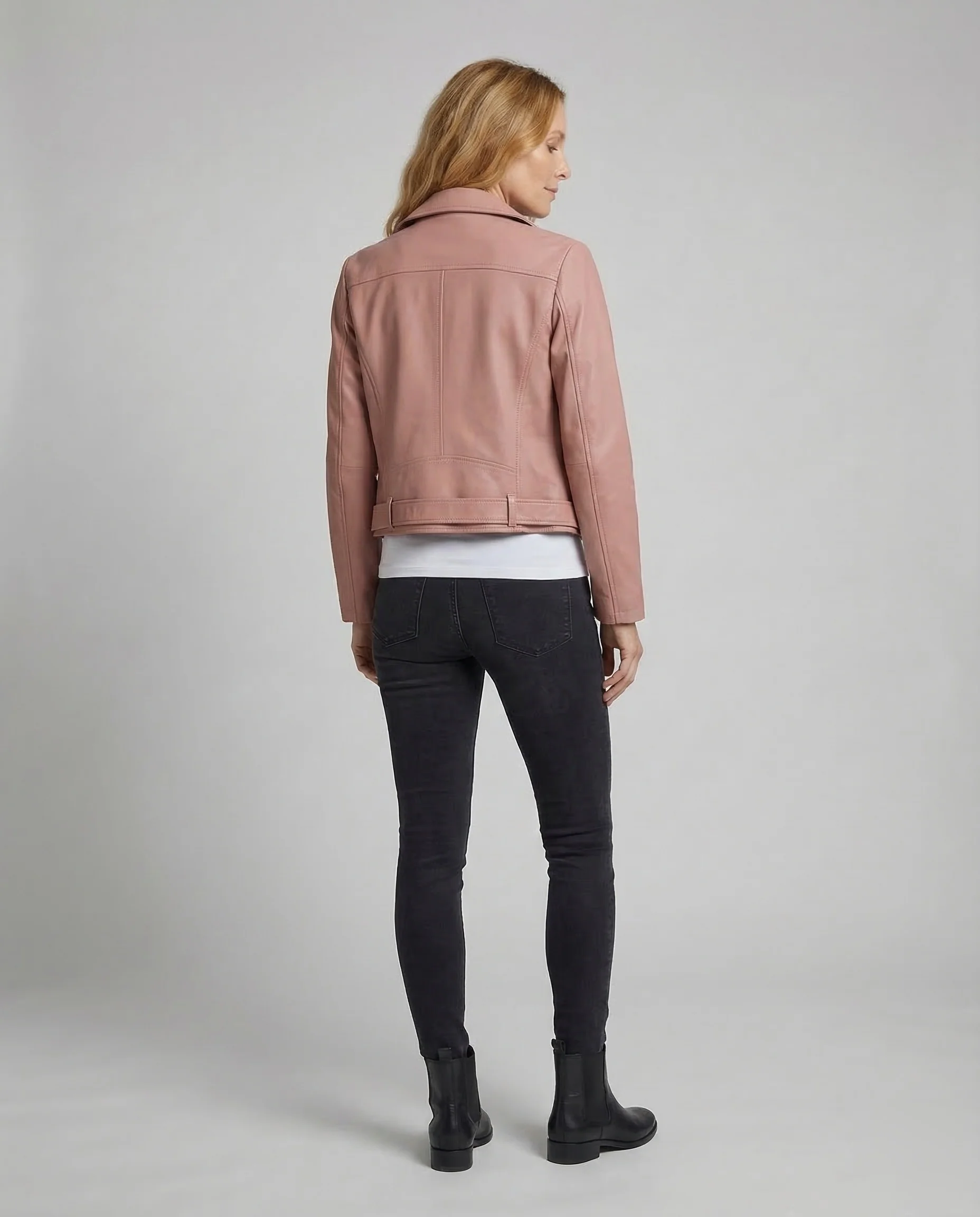 Damen Bikerjacke Vegan Leder Kurz - Image 4