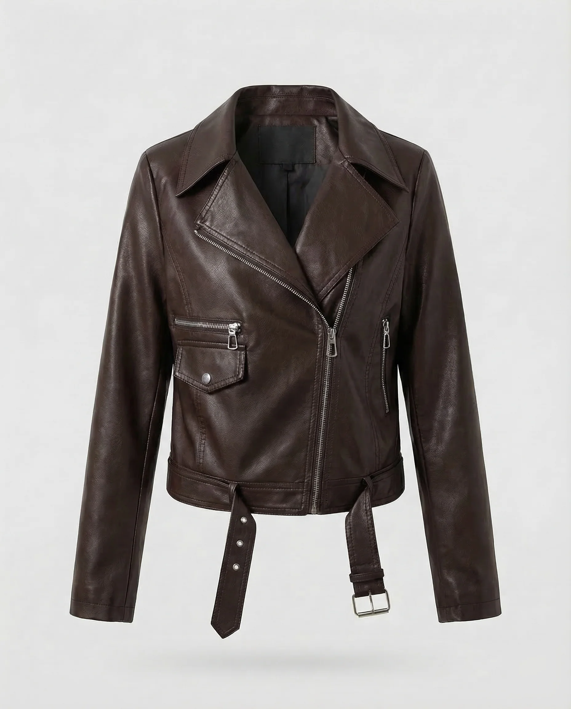 Damen Bikerjacke Vegan Leder Kurz - Image 6