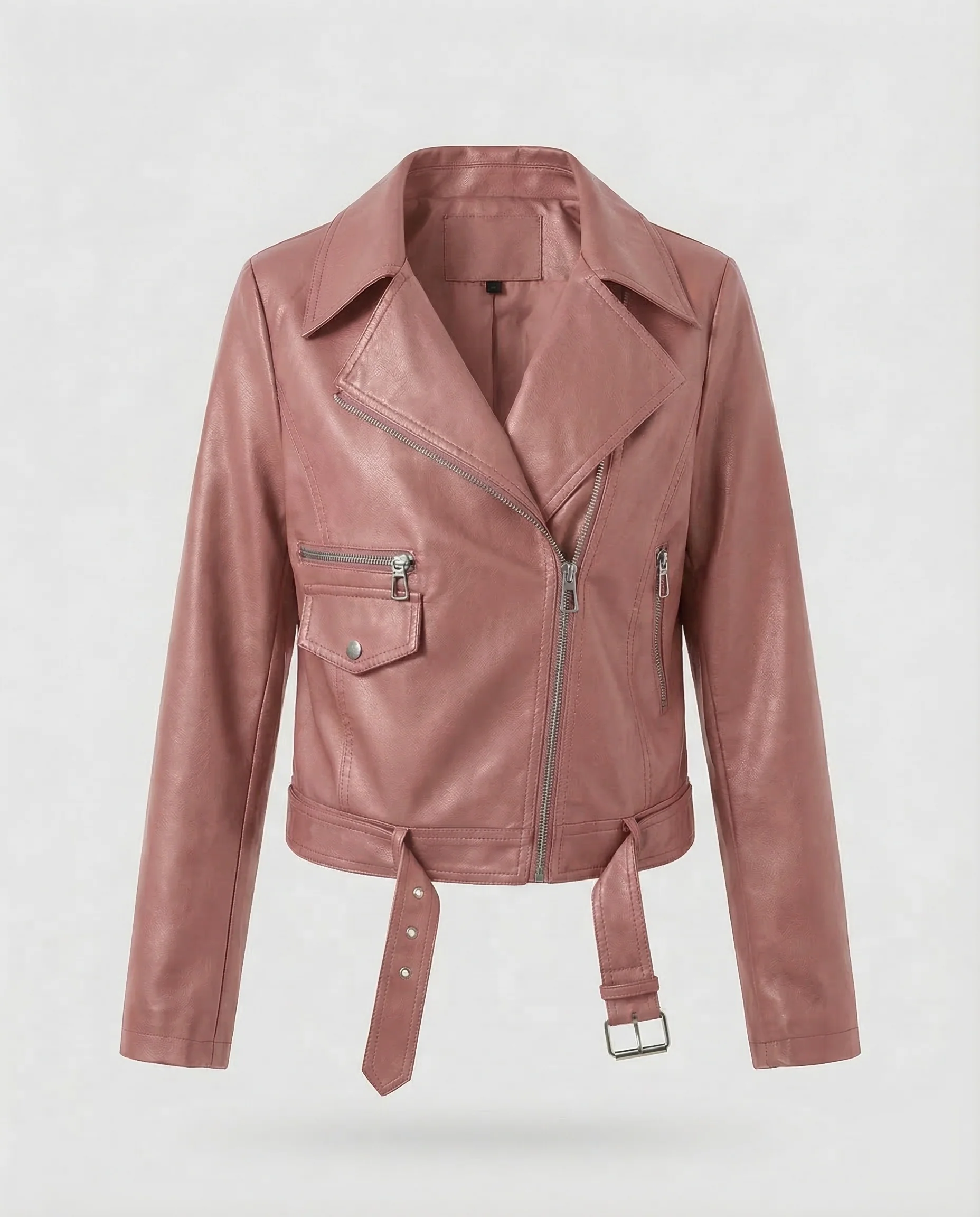 Damen Bikerjacke Vegan Leder Kurz - Image 7