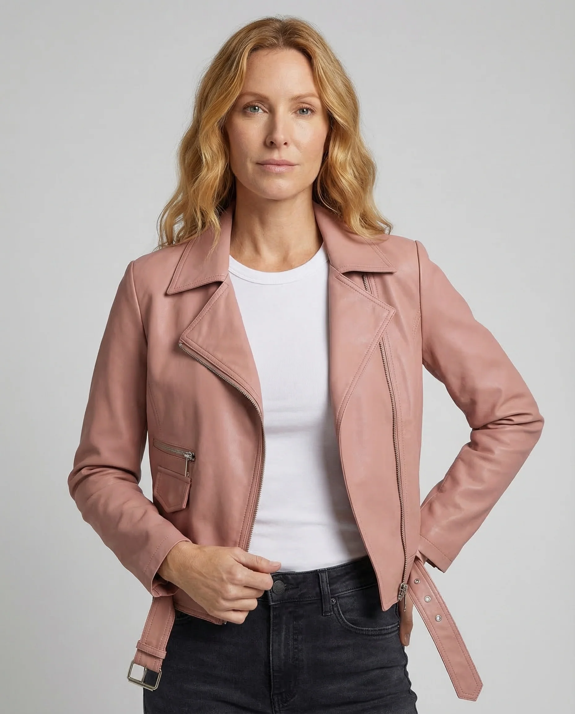 Damen Bikerjacke Kunstleder Kurz - Image 2