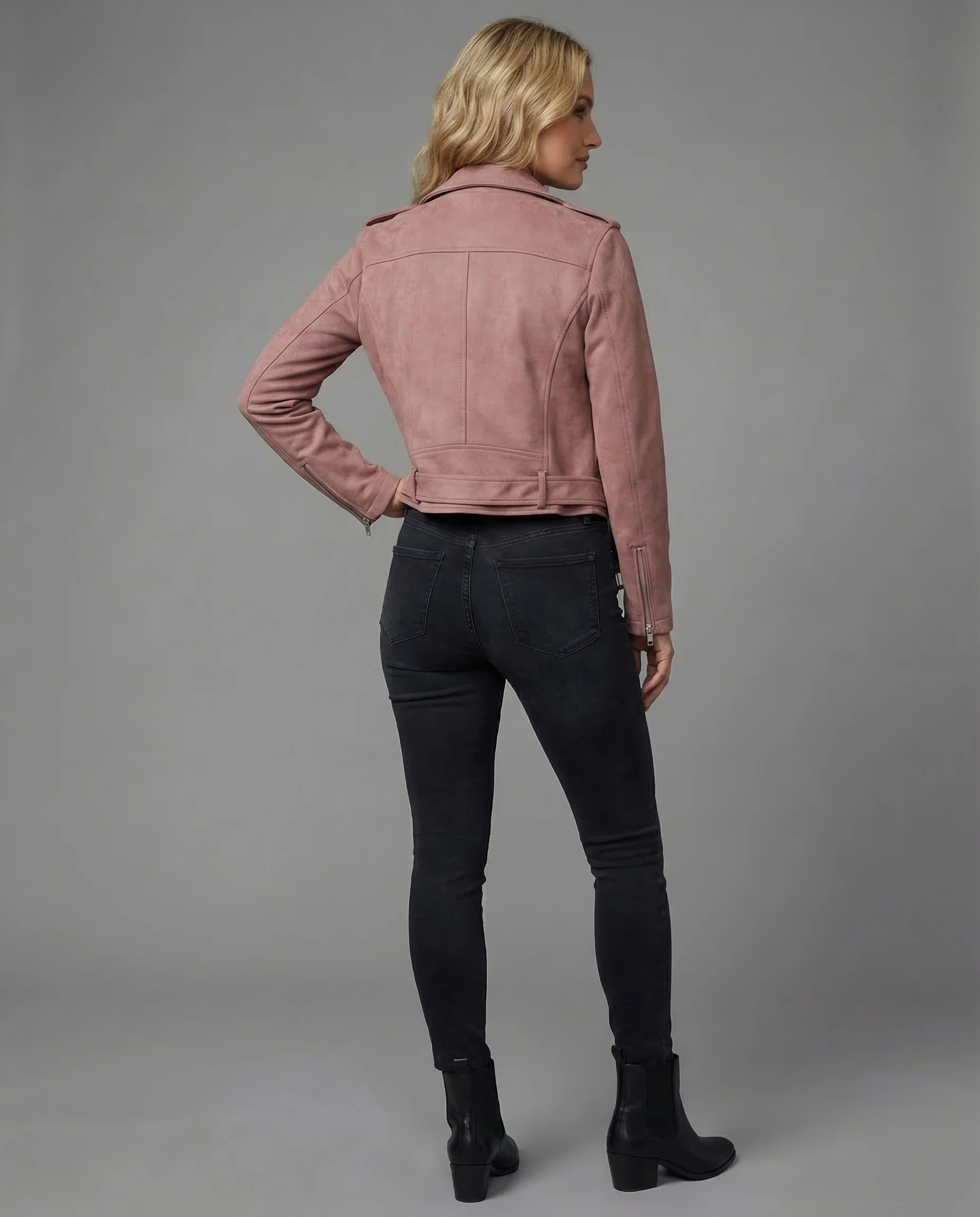 Damen Bikerjacke Kunstleder Kurz - Image 3