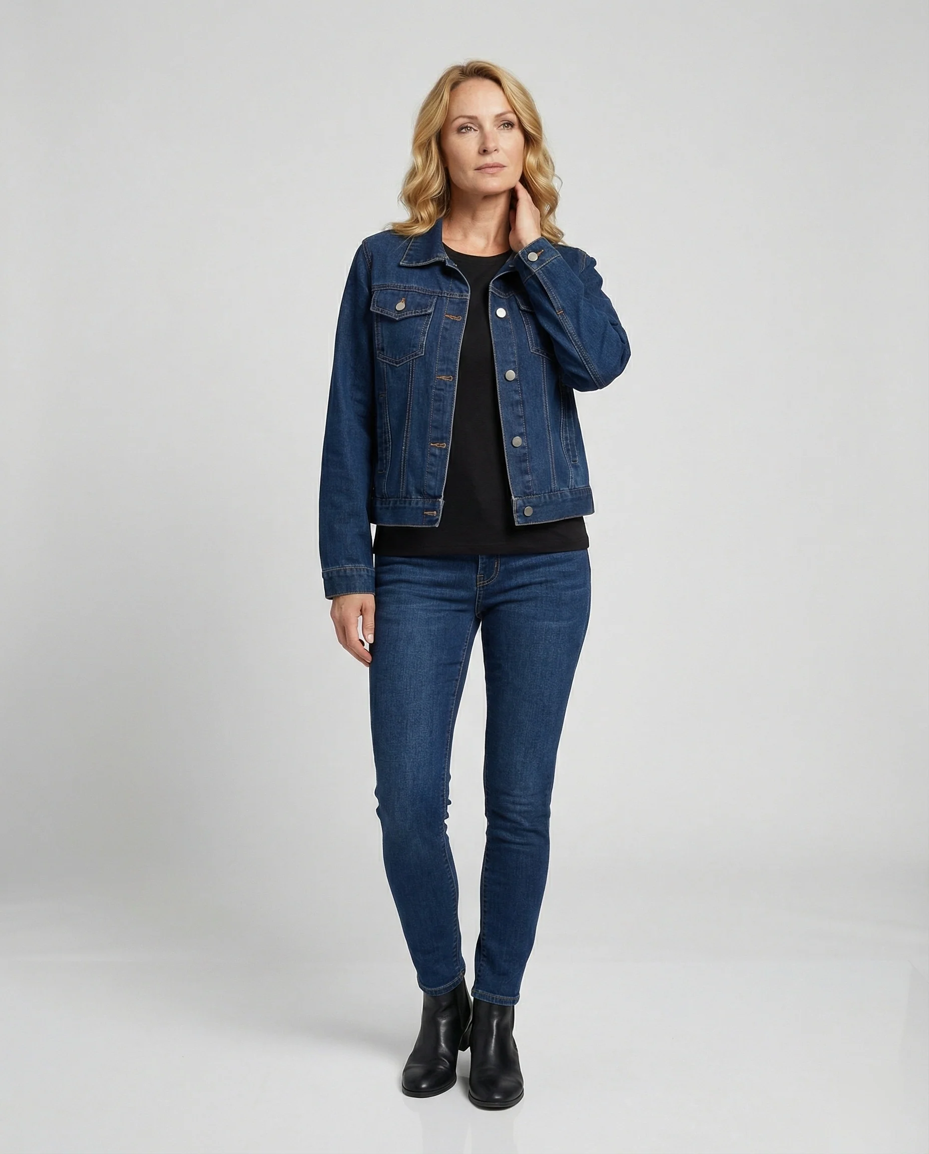 Damen Jeansjacke Damen kurz mit Taschen - Image 2