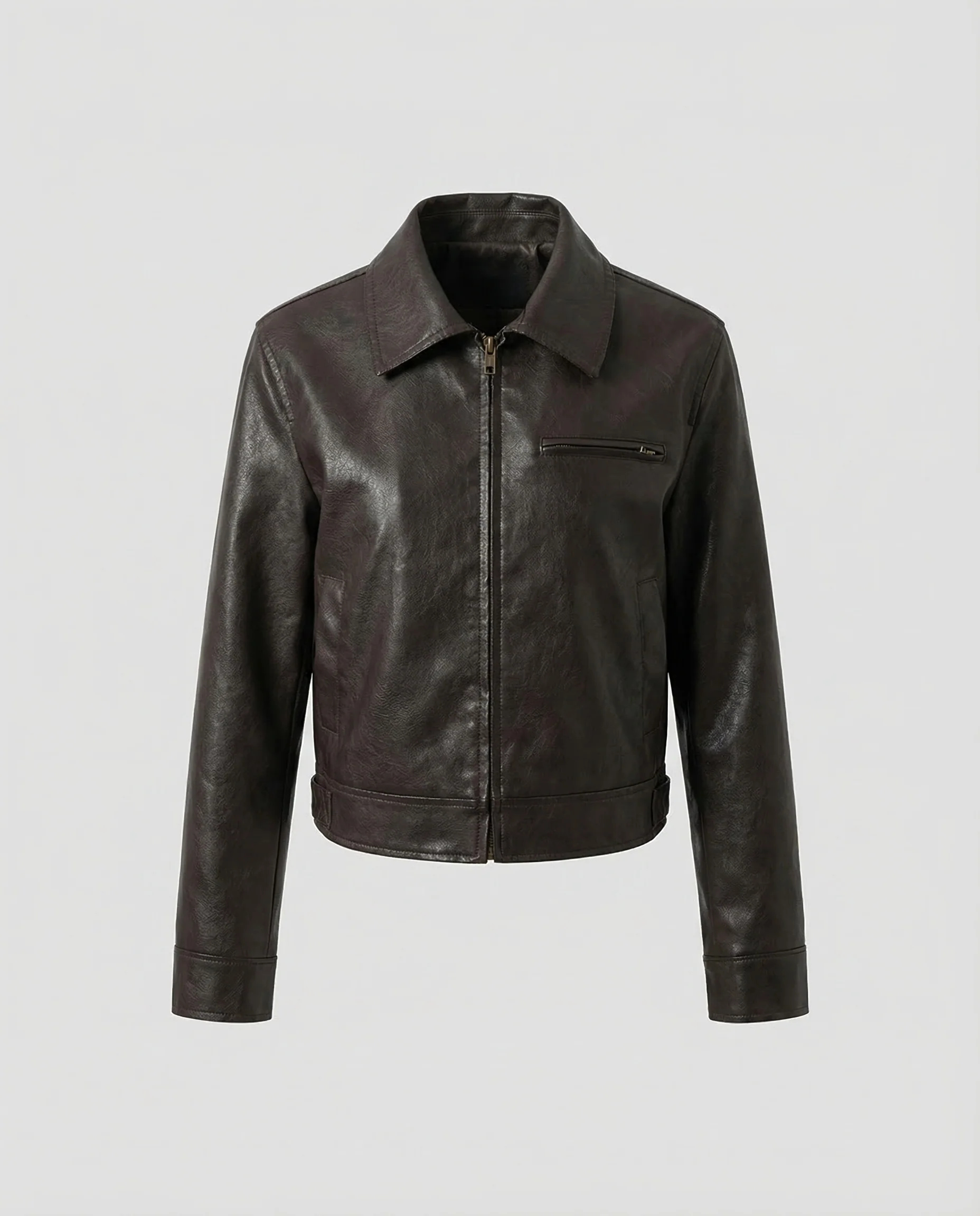 Damen Kunstlederjacke Kurz Revers - Image 5