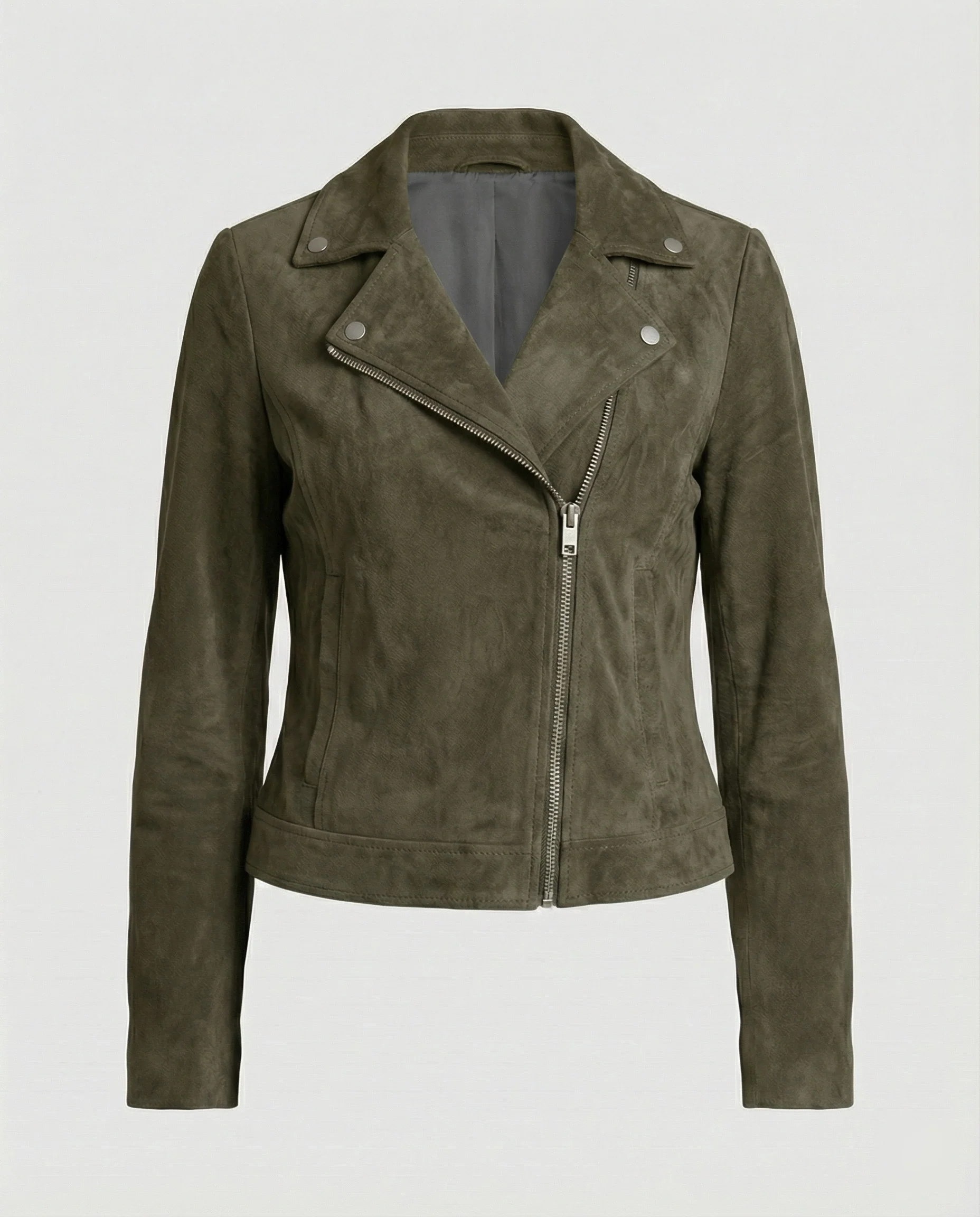 Braune Lederjacke Damen Wildlederoptik - Image 4