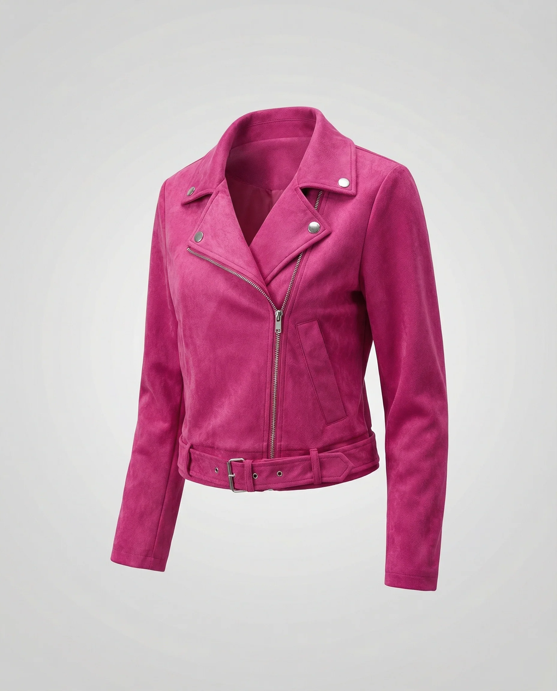 Braune Lederjacke Damen Wildlederoptik - Image 9