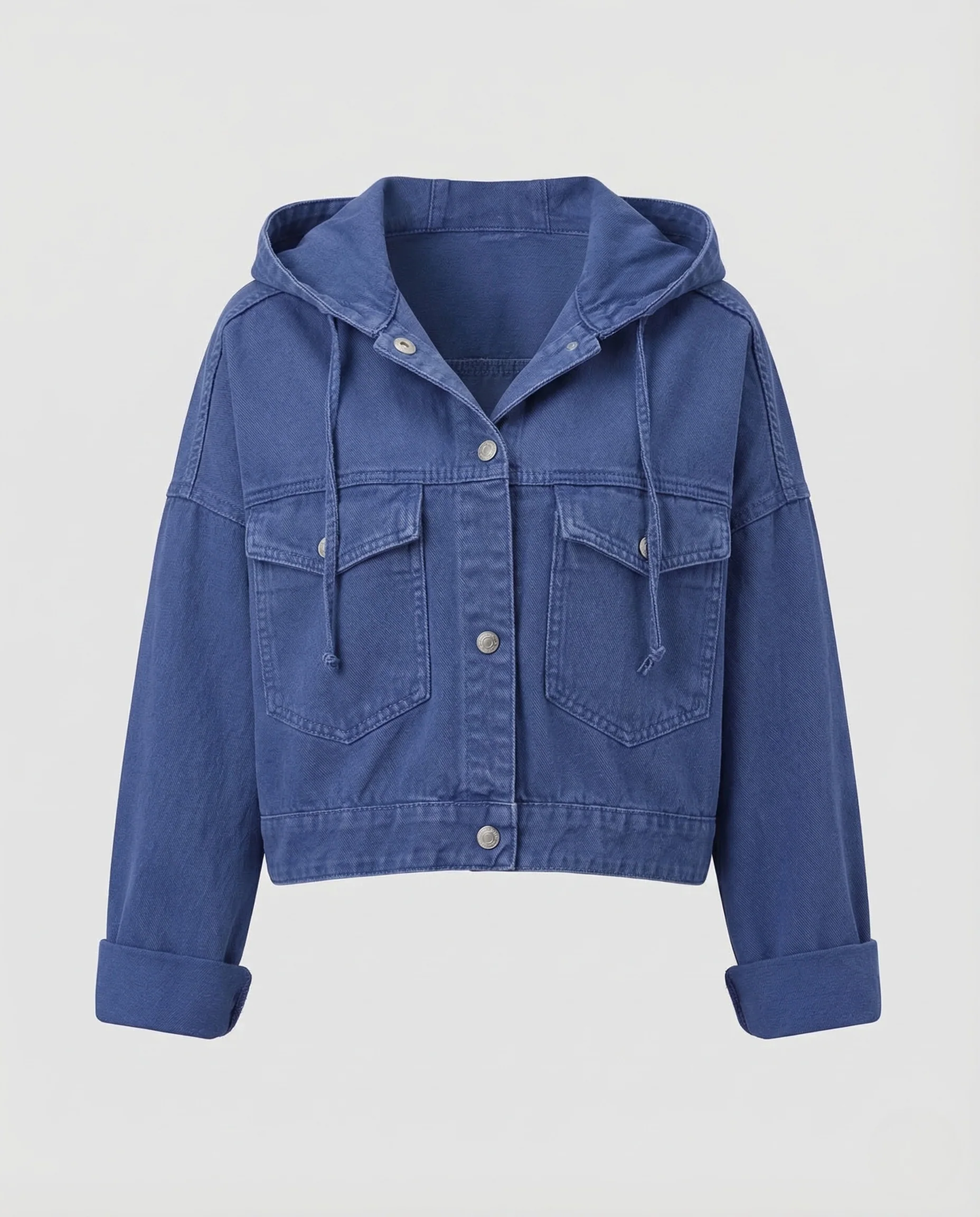 Damen Jeansjacke Kurz Kapuze - Image 5