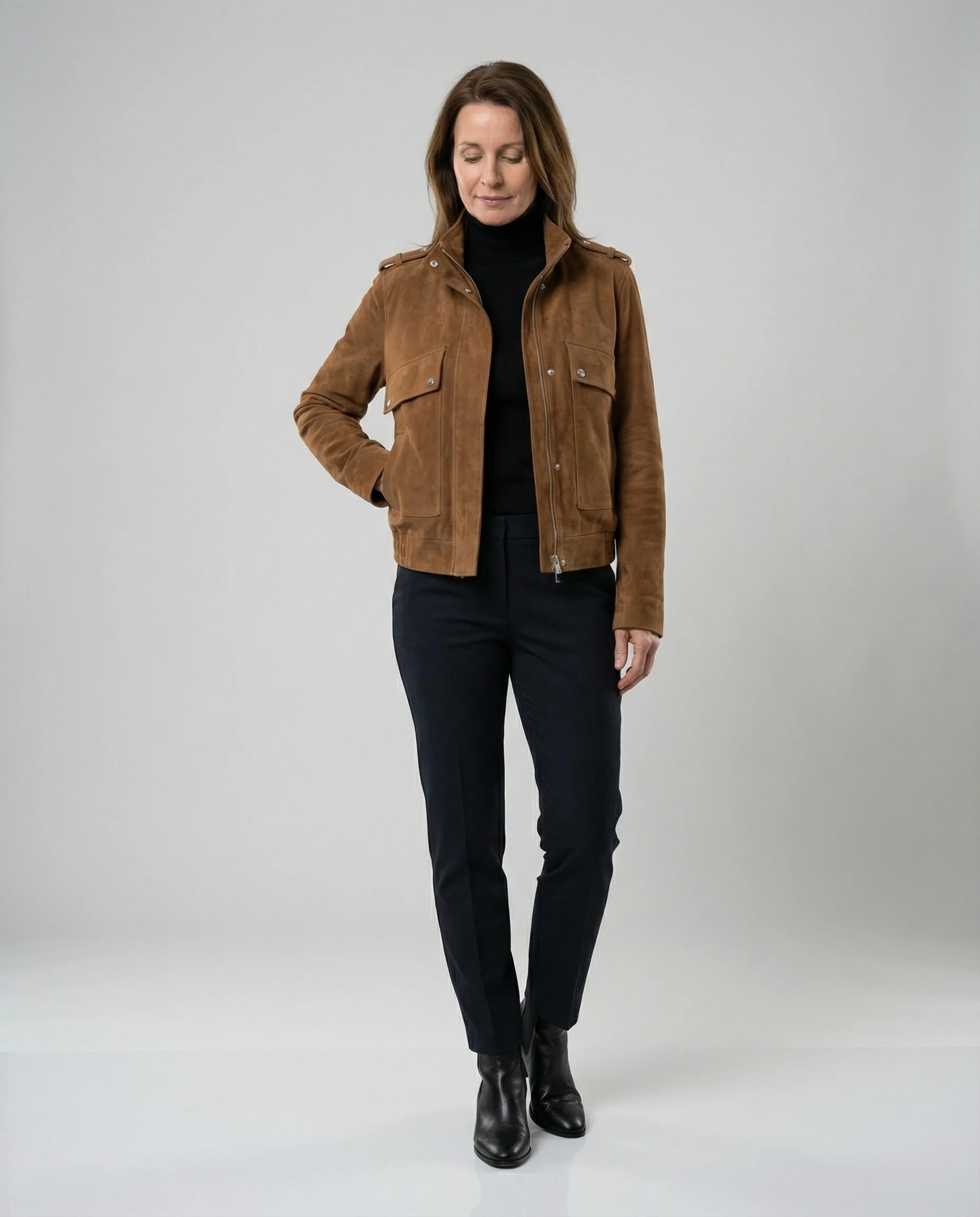 Freizeitkleidung Damen Wildleder Bomberjacke - Image 4