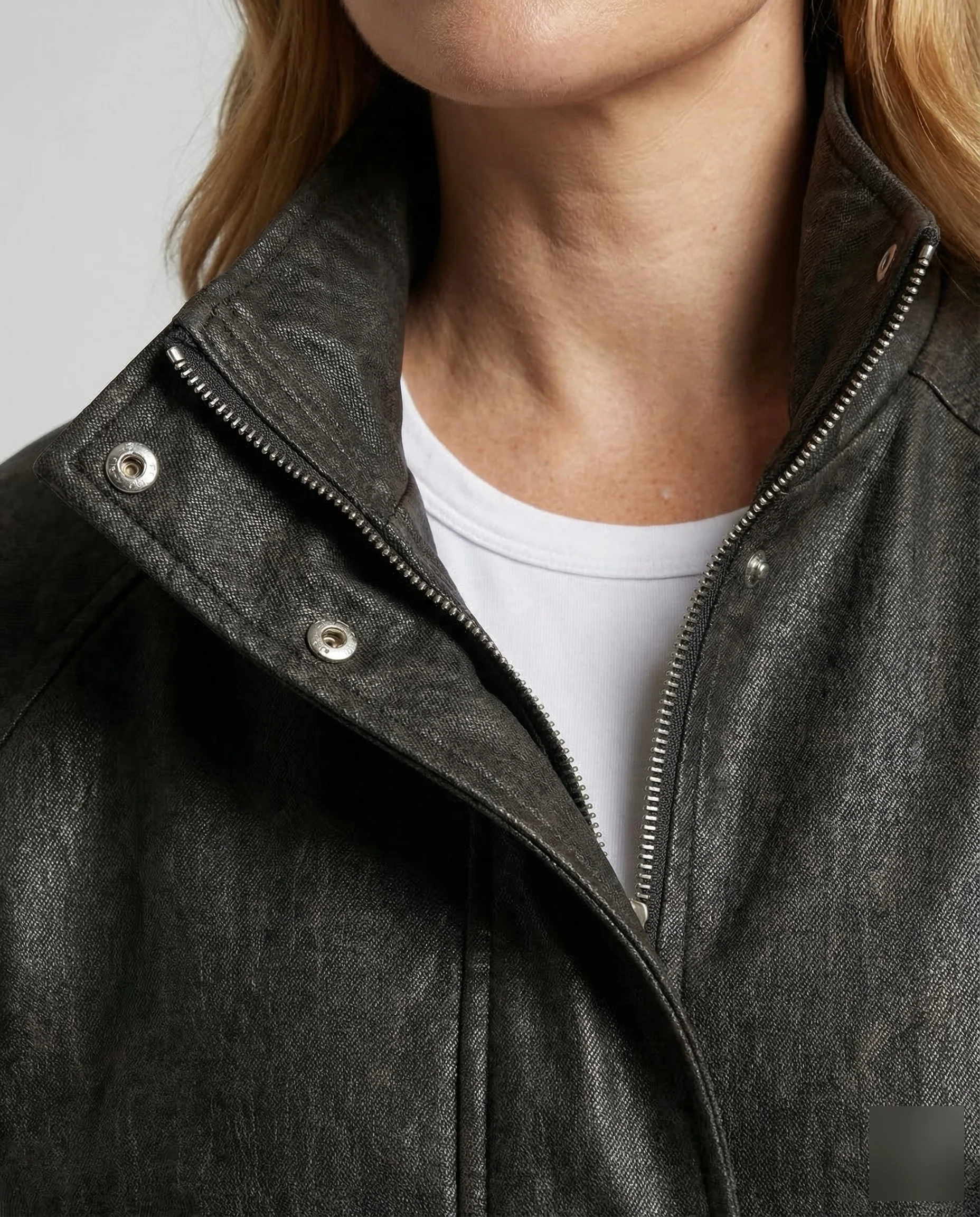 Damen Lederoptik Blouson Ballonärmel - Image 3