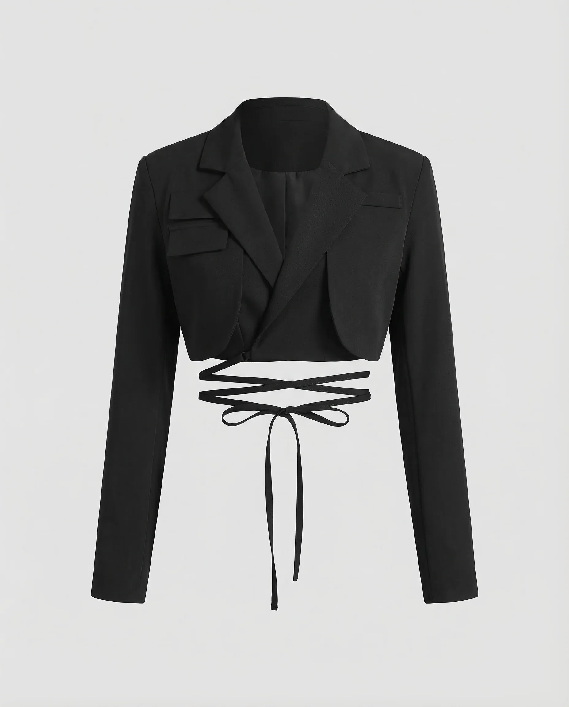 Damen Wickelblazer Kurz Gürtel - Image 5