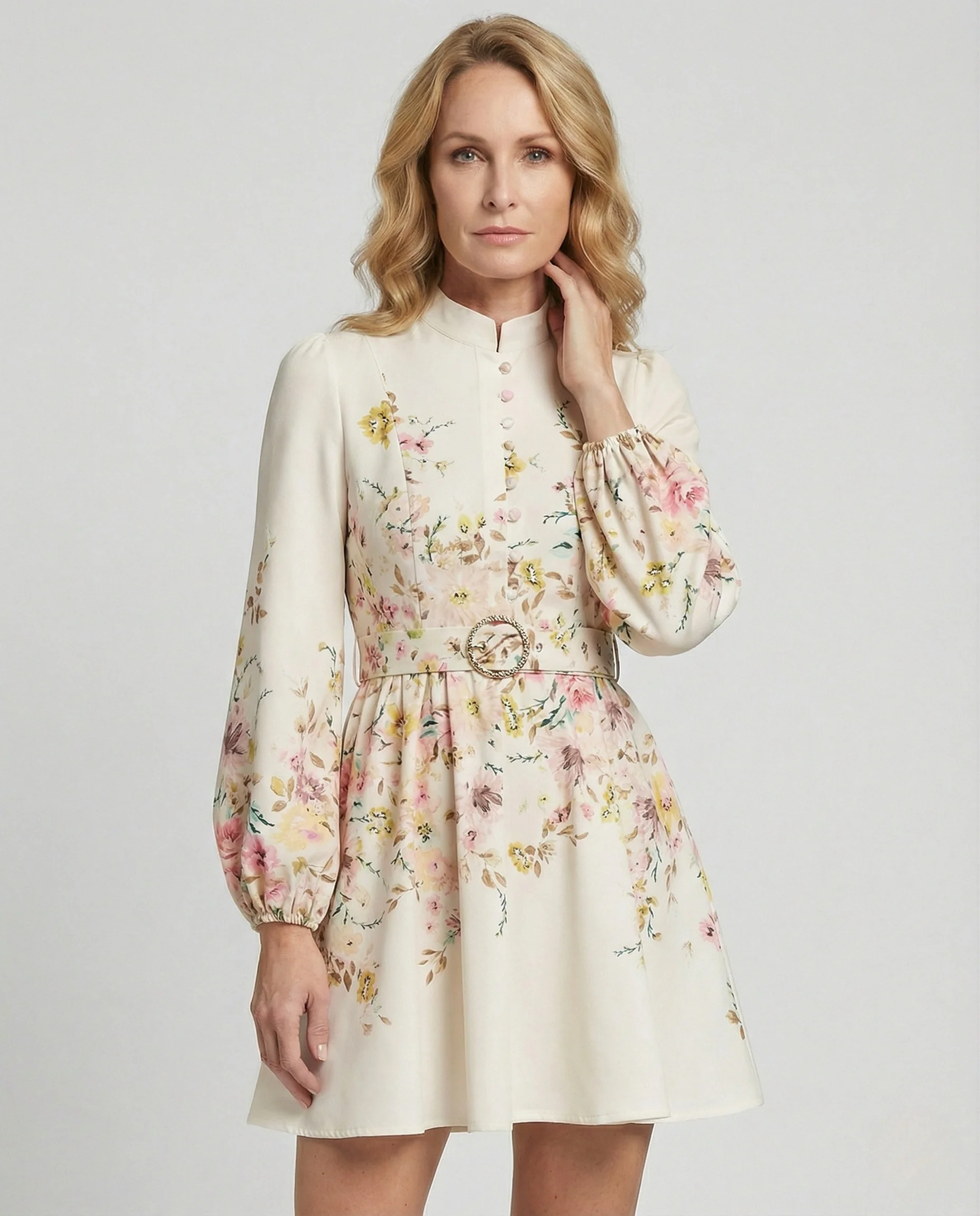 Kurzes Blusenkleid Damen Mit Gürtel - Image 2