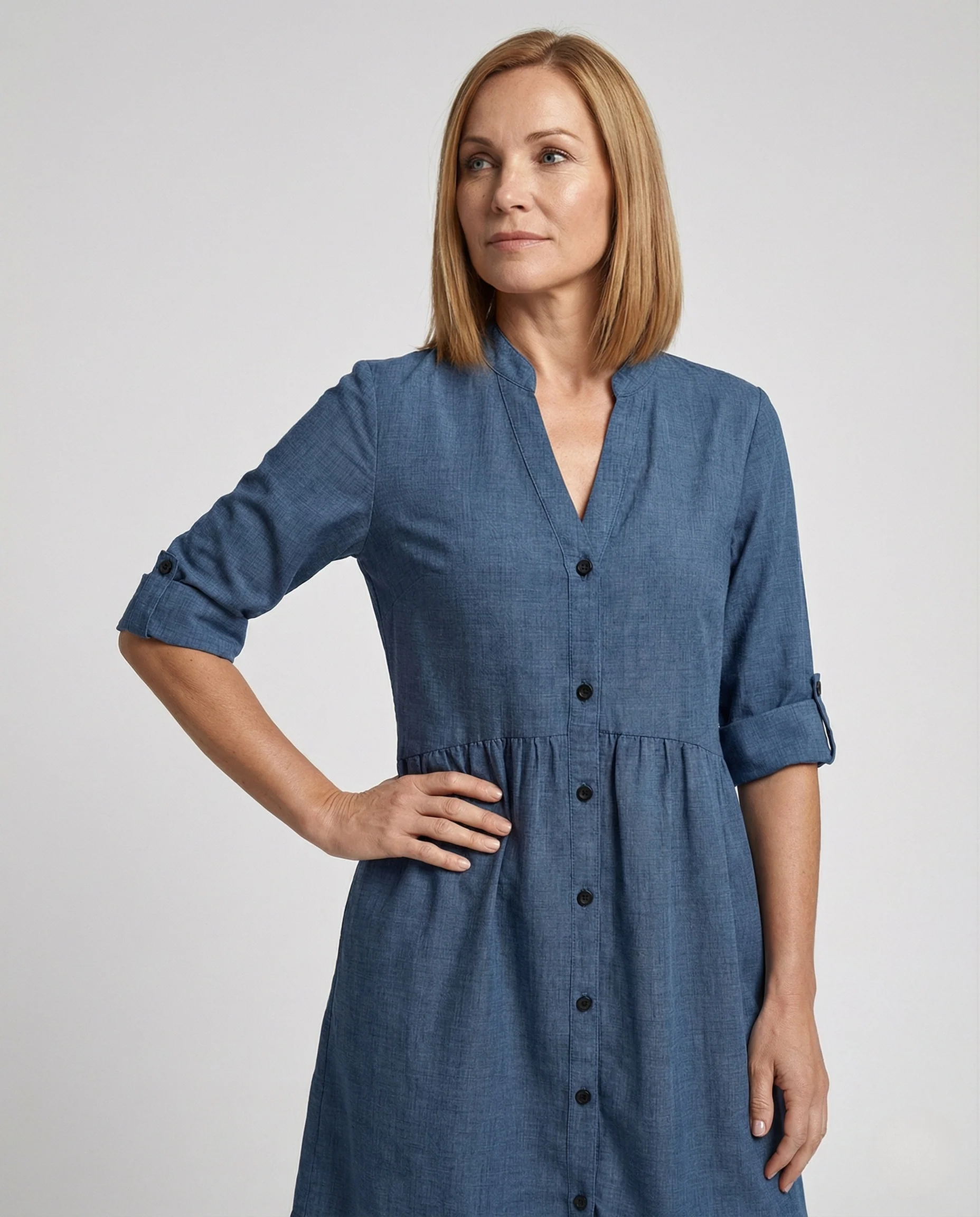Damen Hemdblusenkleid Chambray kurz - Image 2