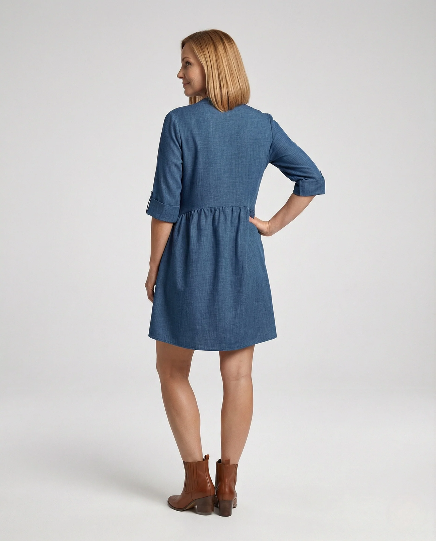 Damen Hemdblusenkleid Chambray kurz - Image 4