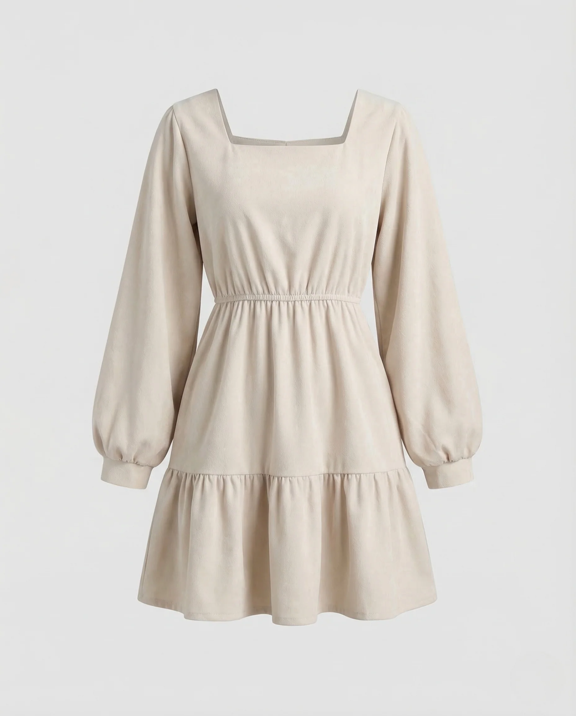 Damen Minikleid Raffung Ballonärmel - Image 5