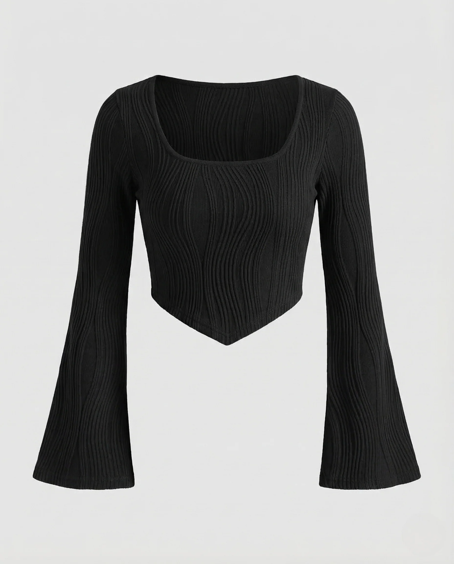 Damen Crop Top Ripp Ausgestellt - Image 5