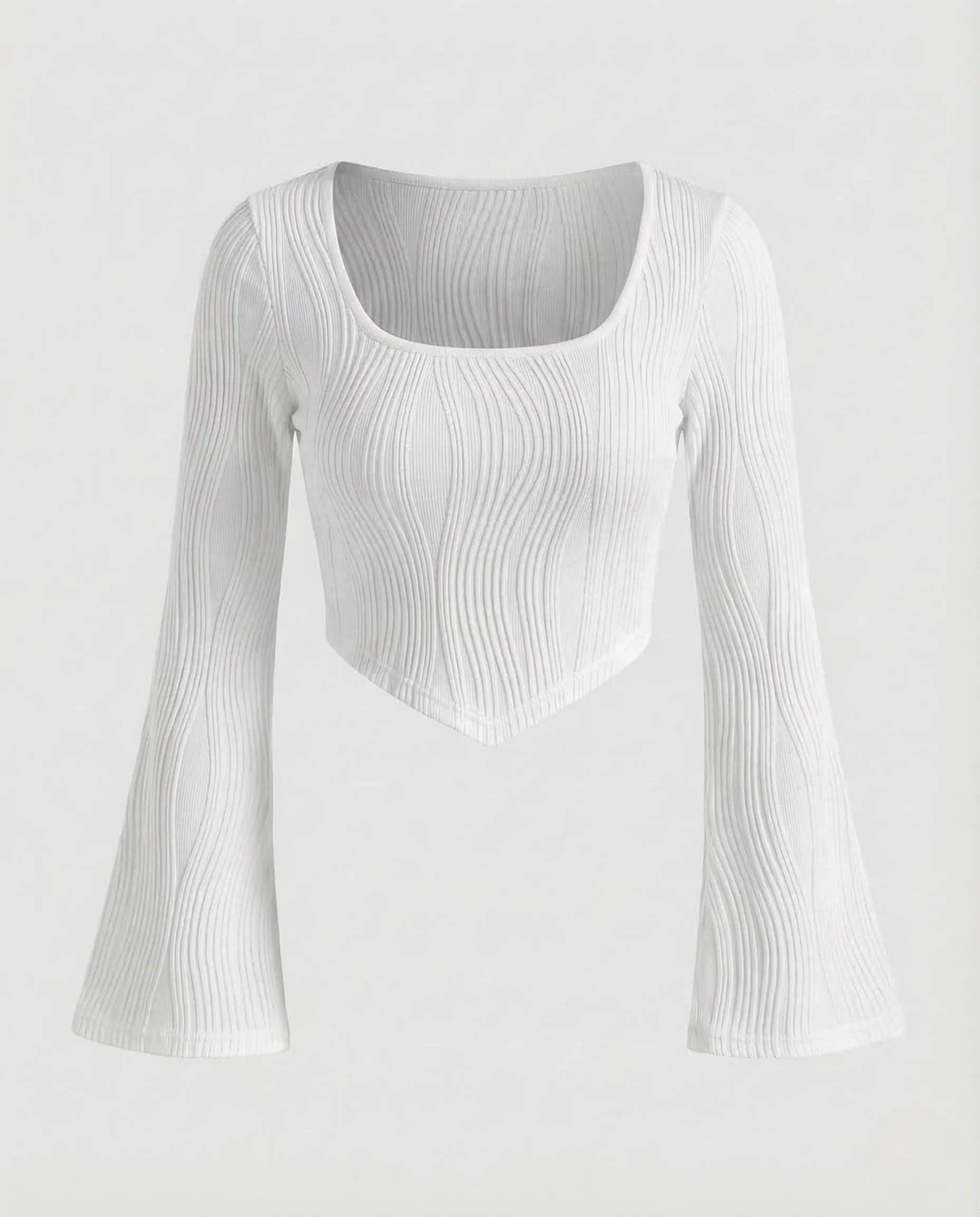 Damen Crop Top Ripp Ausgestellt - Image 6