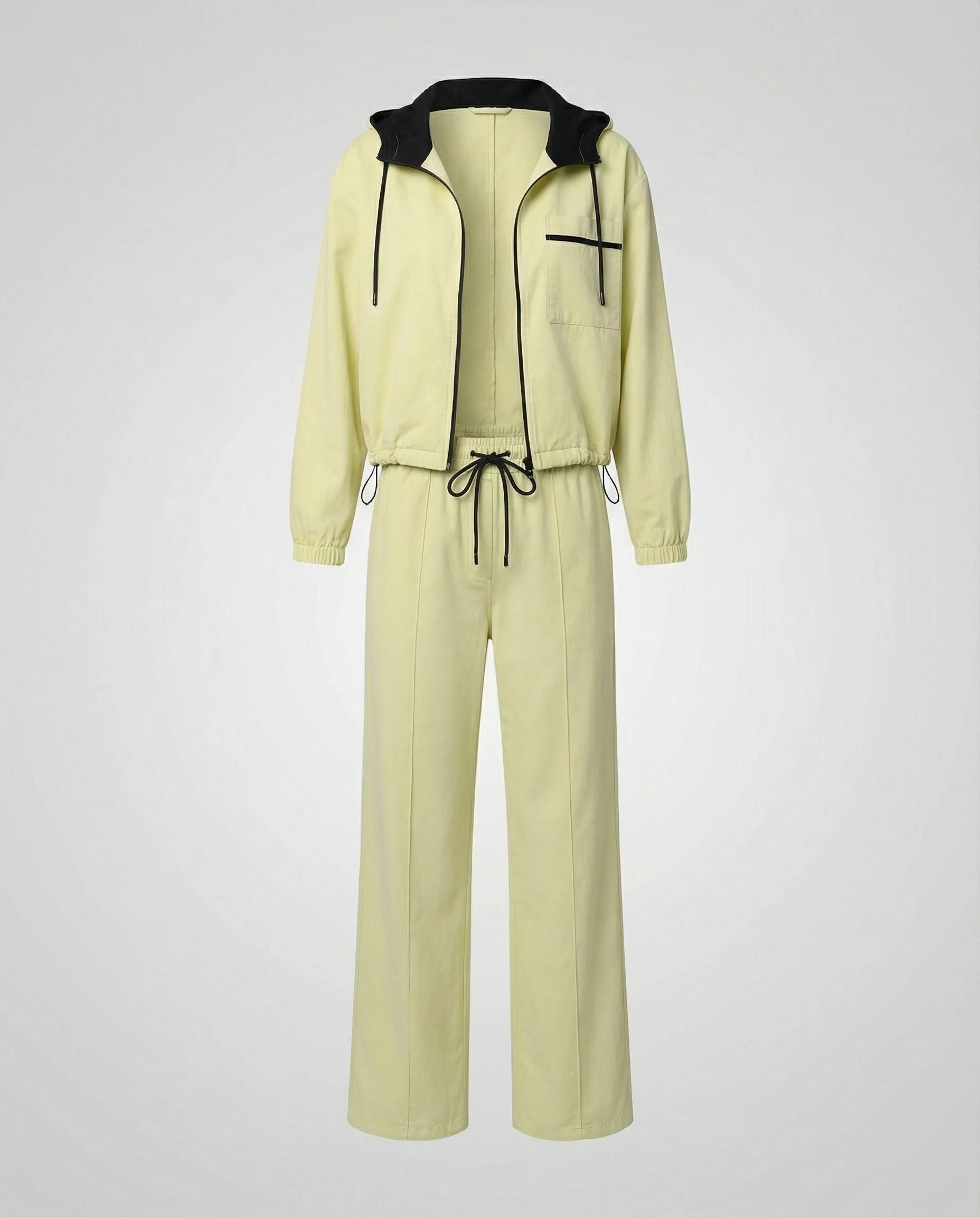 Damen kurzes Kapuzenblouson mit Reißverschluss und hochgeschnittener weiter Jogginghose Heidi Mode - Image 4