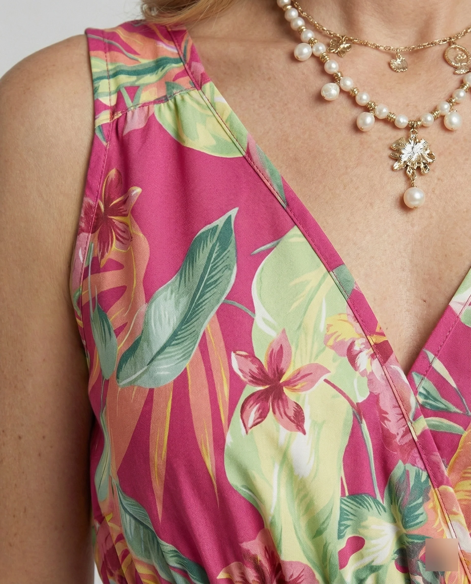 Damen Sommerkleid V-Ausschnitt mit Volantrock - Image 3