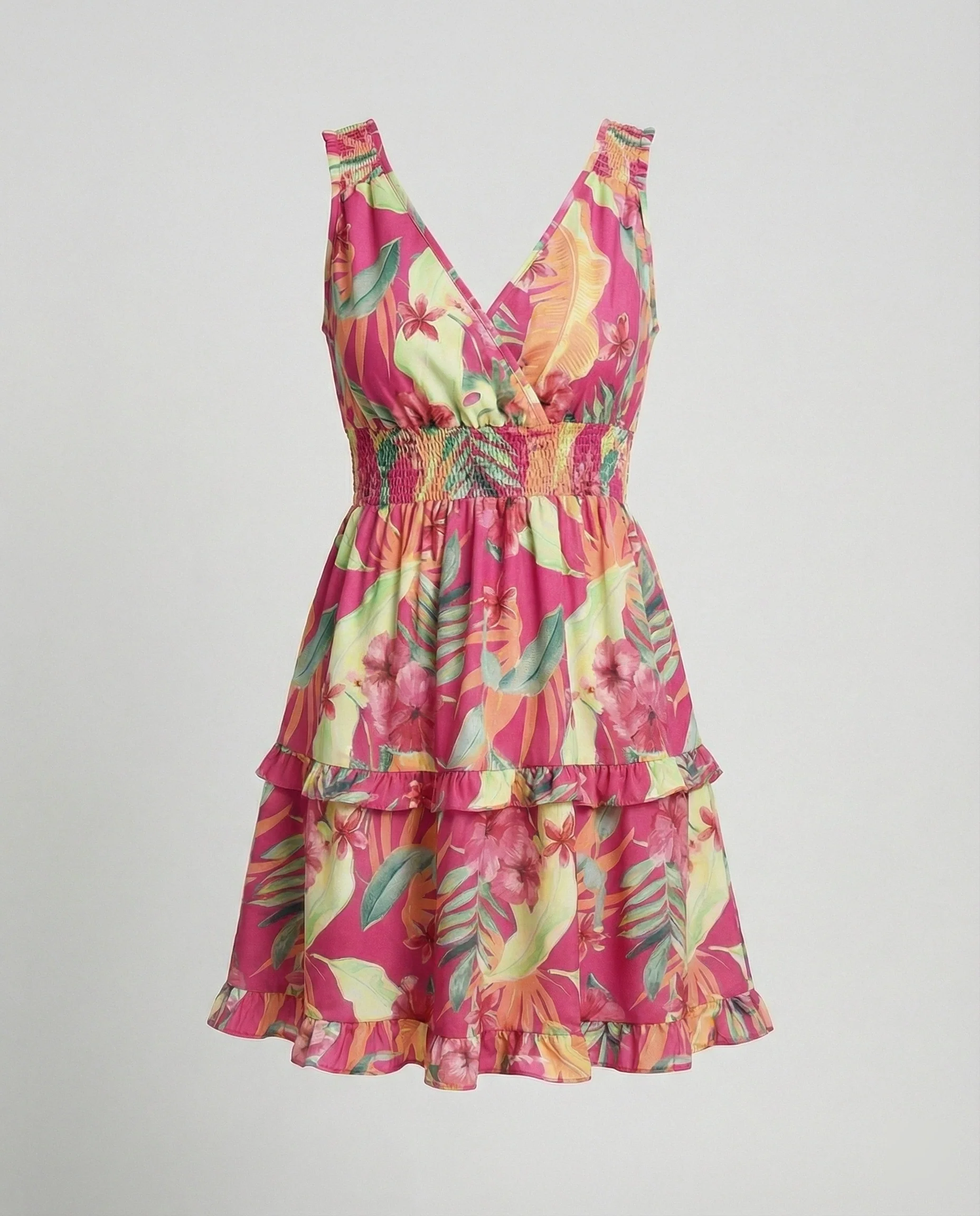 Damen Sommerkleid V-Ausschnitt mit Volantrock - Image 4