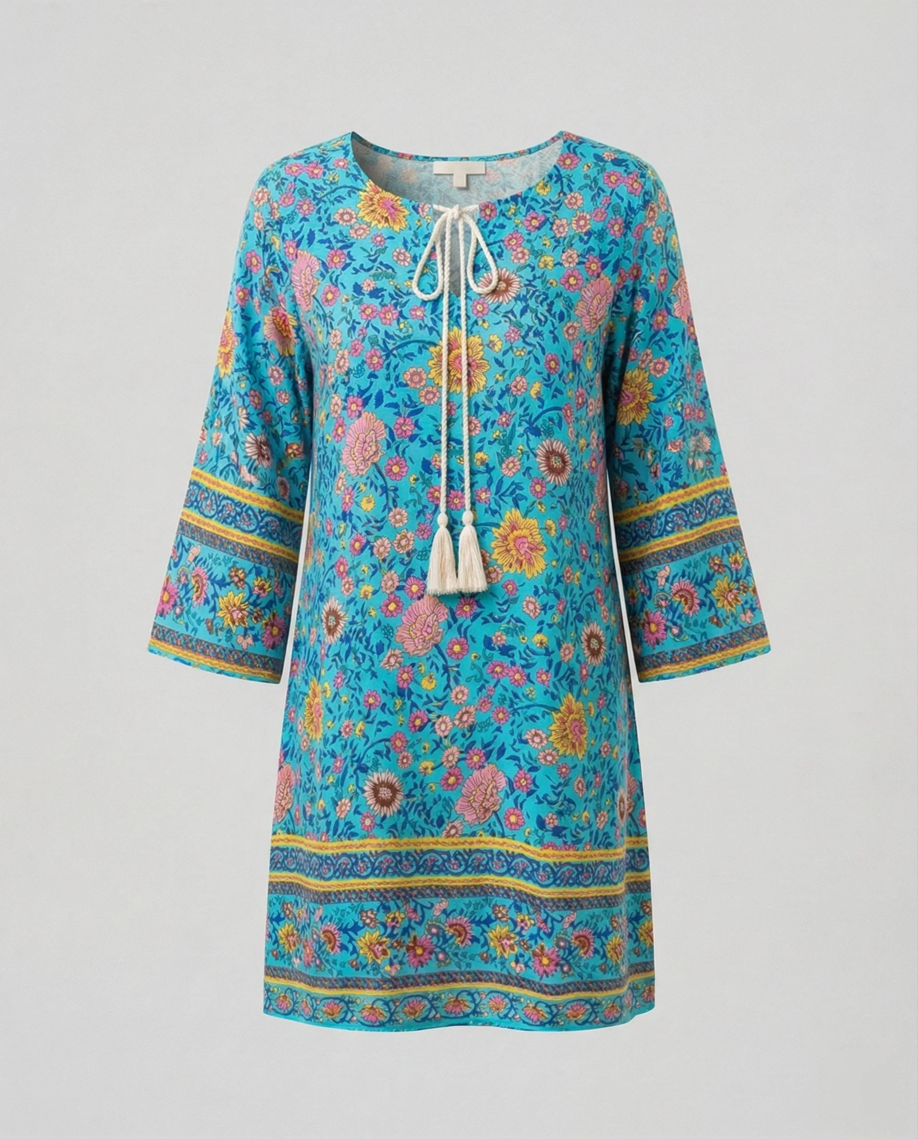Kurzes Tunika Kleid Damen Floral - Image 2
