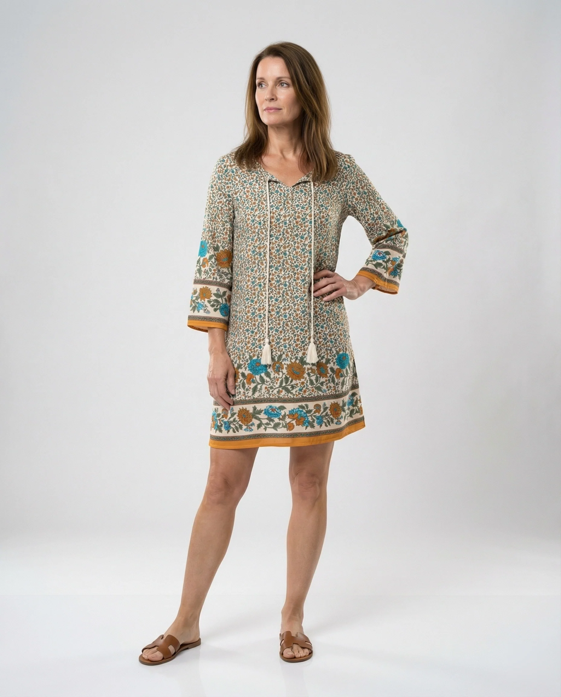 Kurzes Tunika Kleid Damen Floral - Image 4