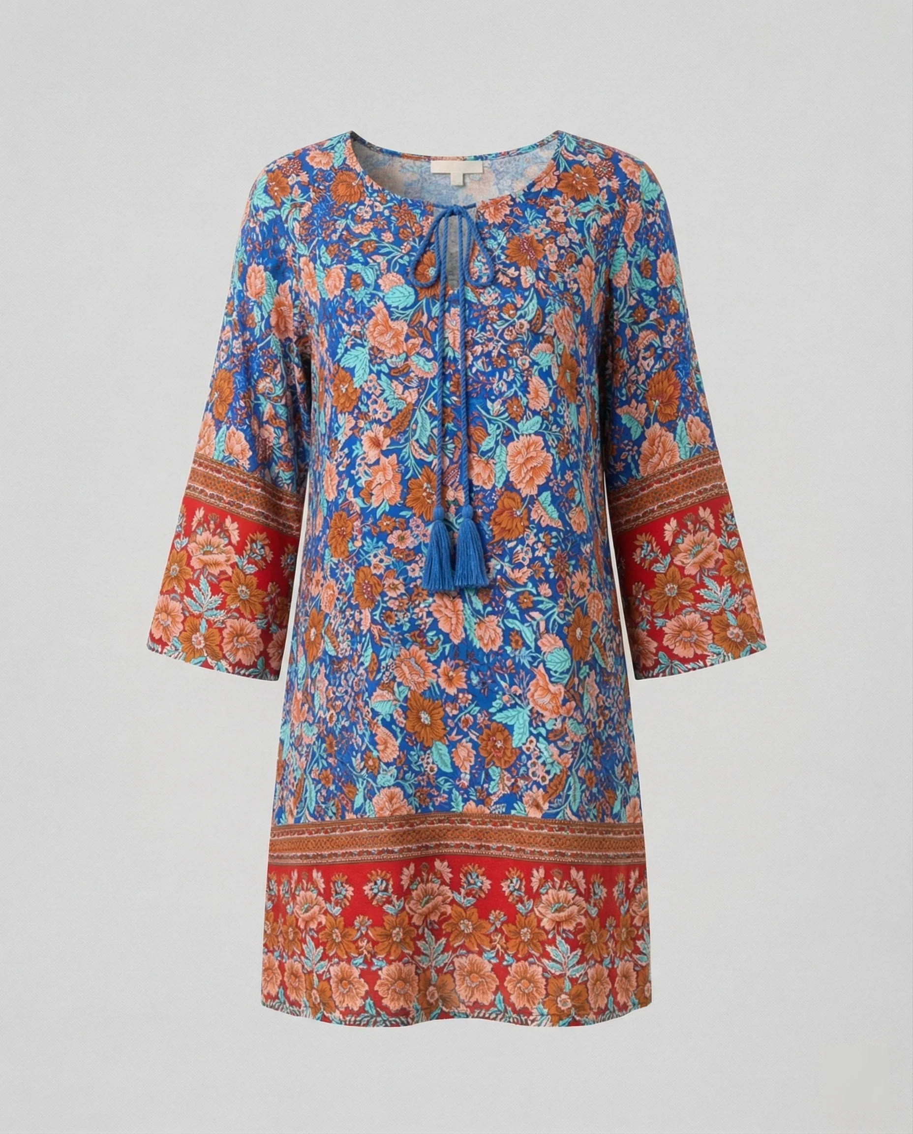 Kurzes Tunika Kleid Damen Floral - Image 9