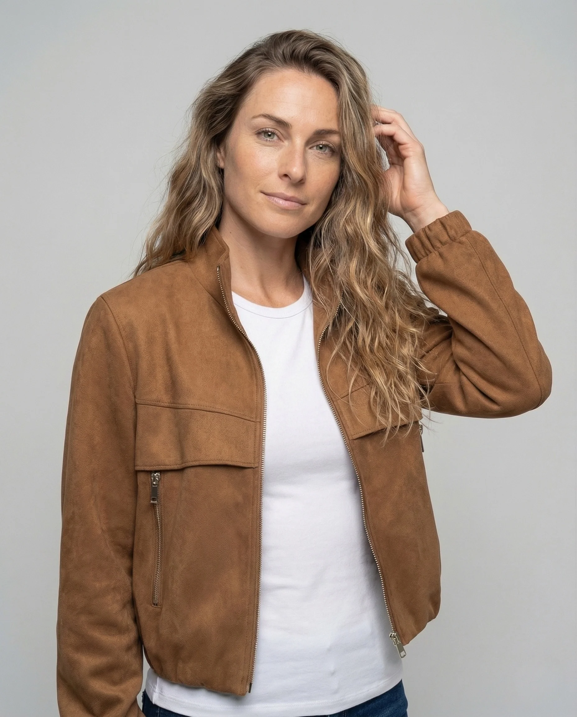 Damen Velours Blouson Ballonärmel - Image 2