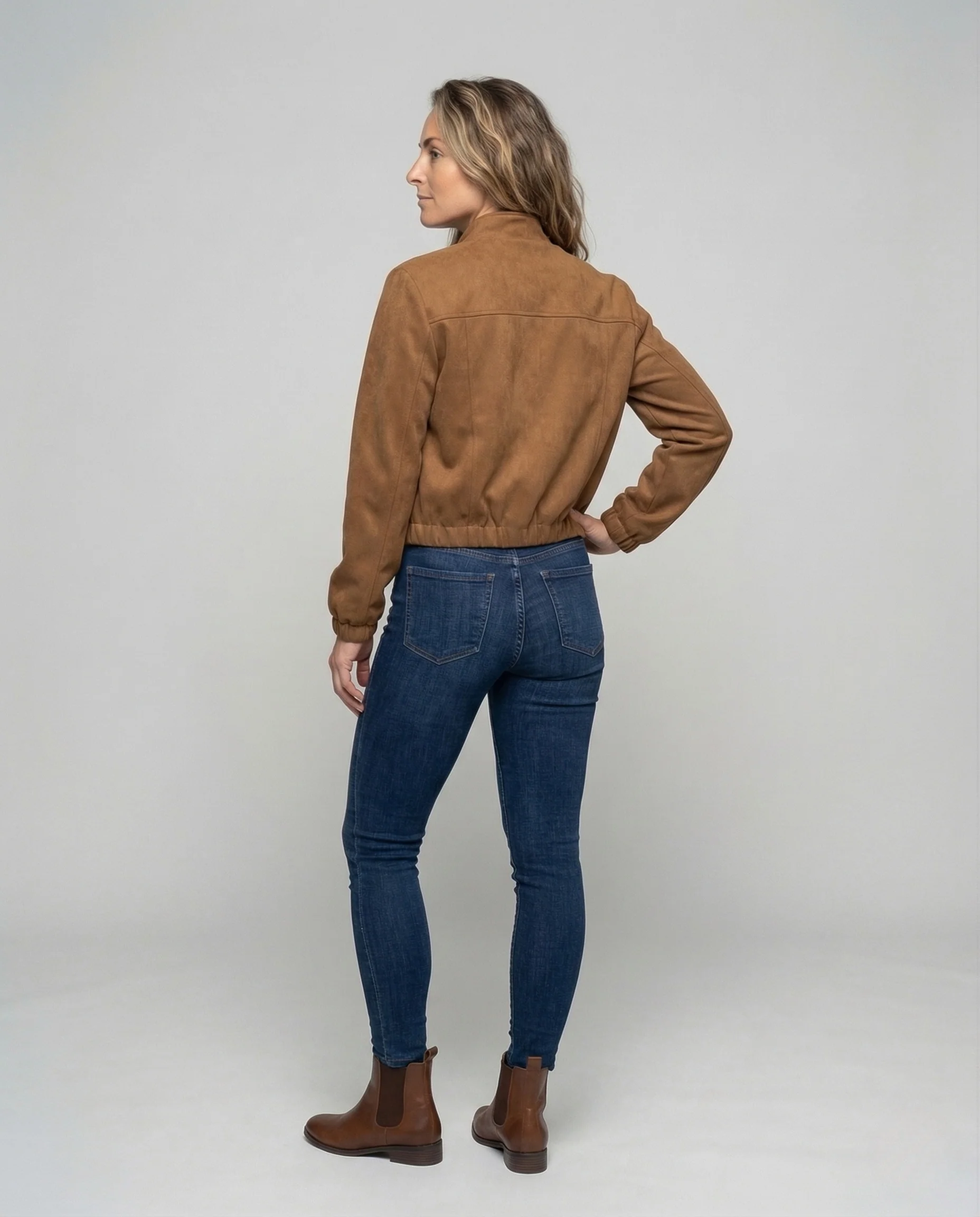Damen Velours Blouson Ballonärmel - Image 4