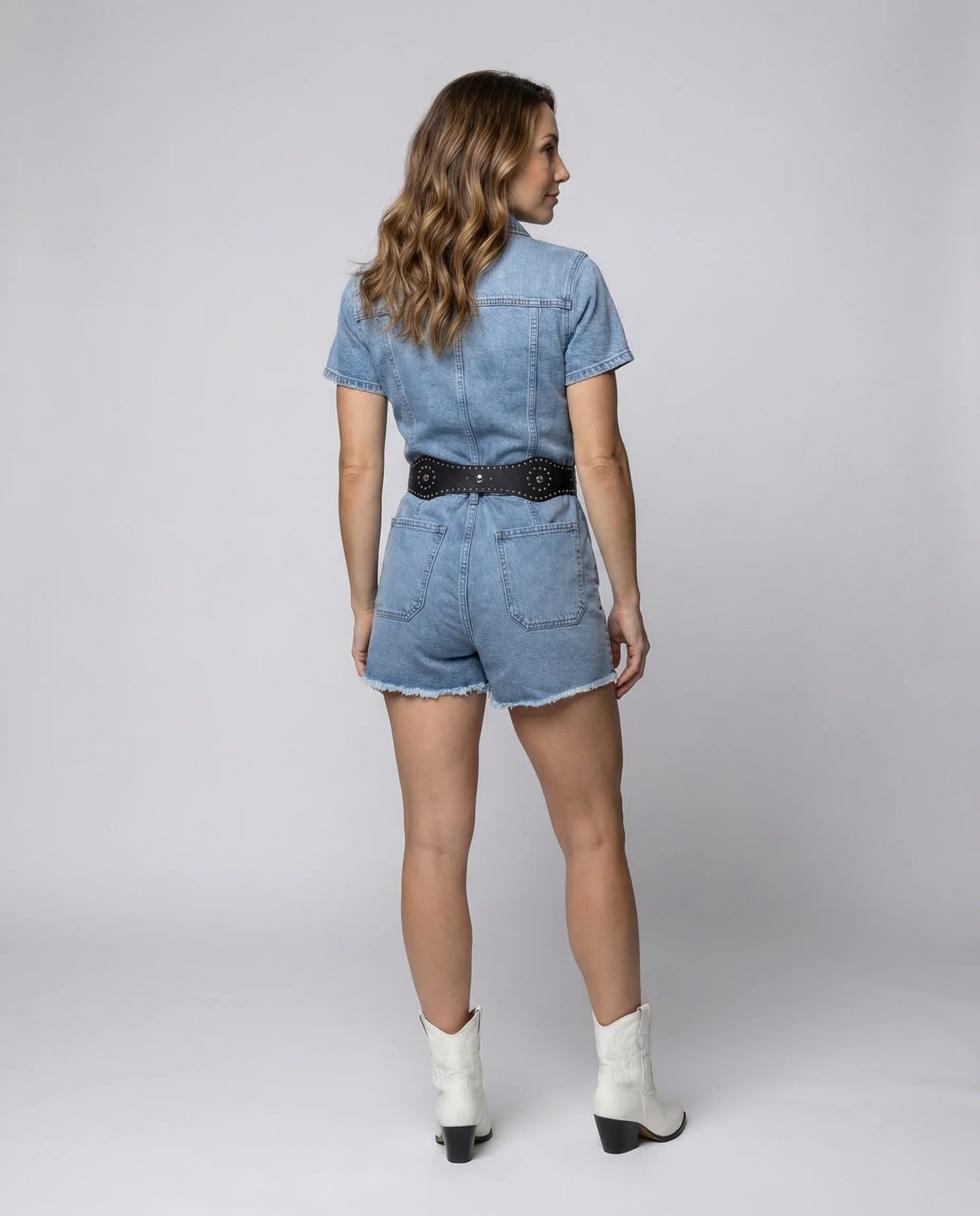 Damen Jeans Kurzoverall Knopfleiste - Image 3