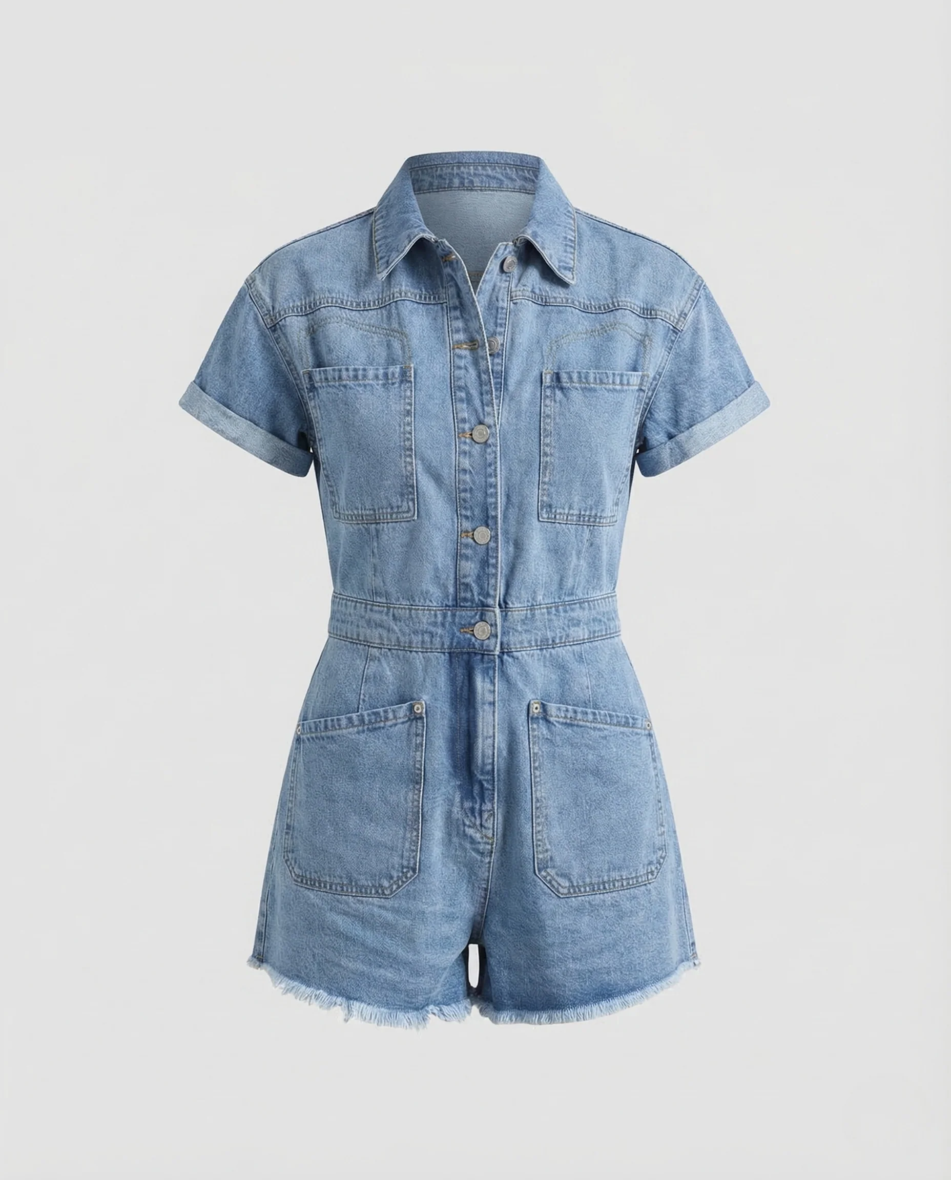 Damen Jeans Kurzoverall Knopfleiste - Image 4