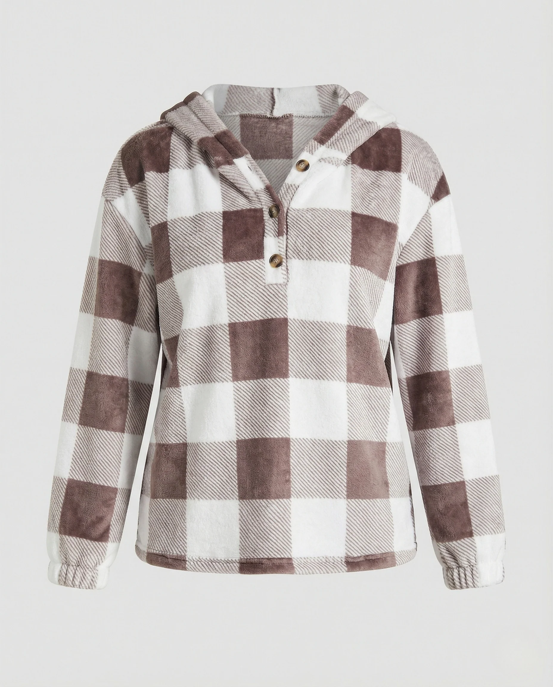 Damen Hoodie Fleece Karo - Image 5
