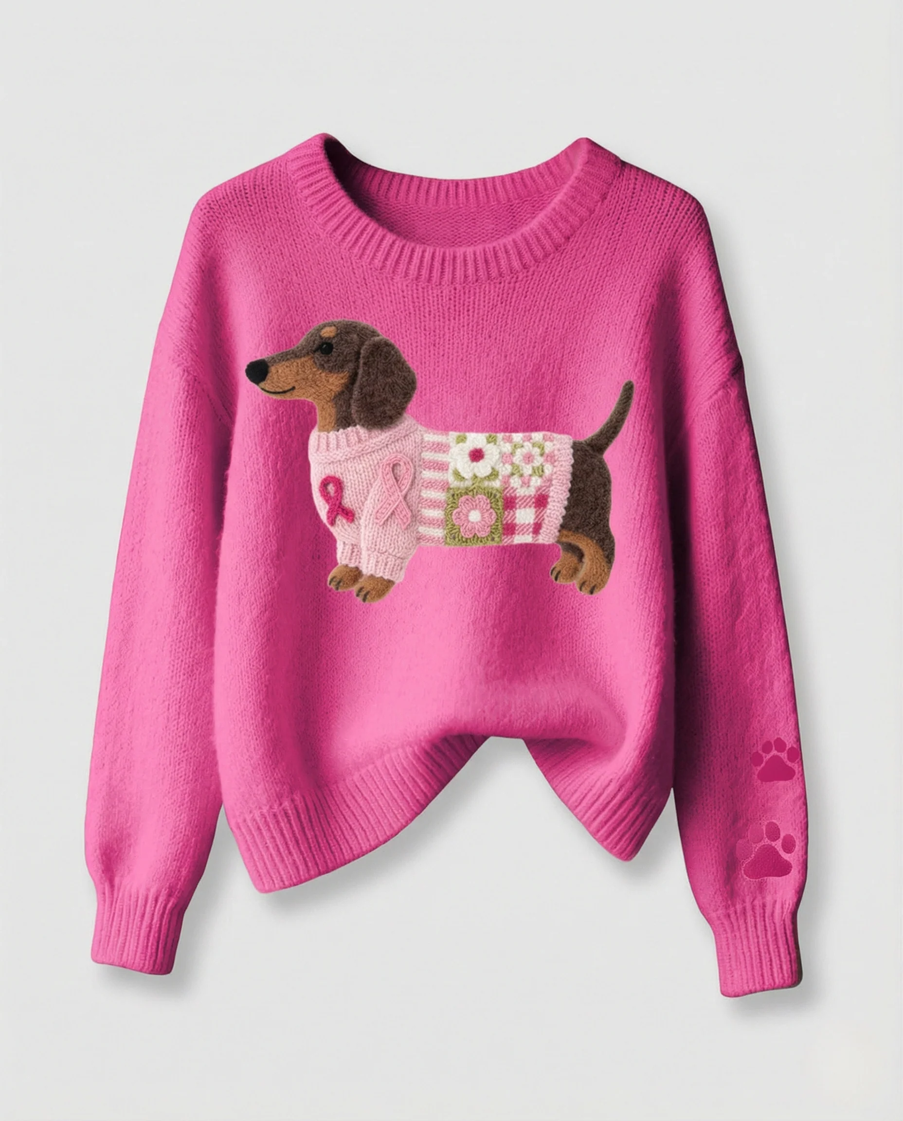 Damen Strickpullover mit Dackel-Applikation - Image 5