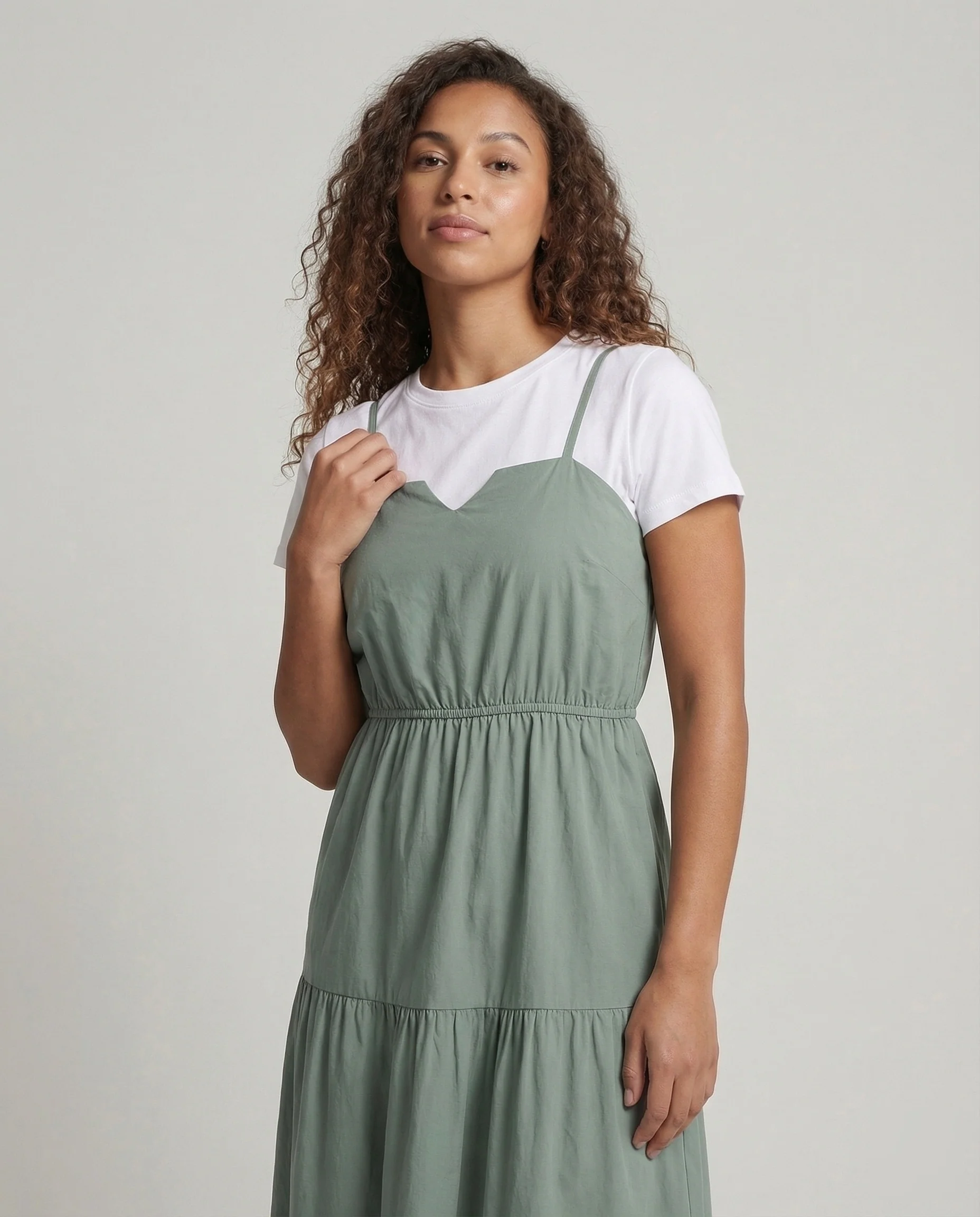 Damen Midikleid Layer Volant - Image 2
