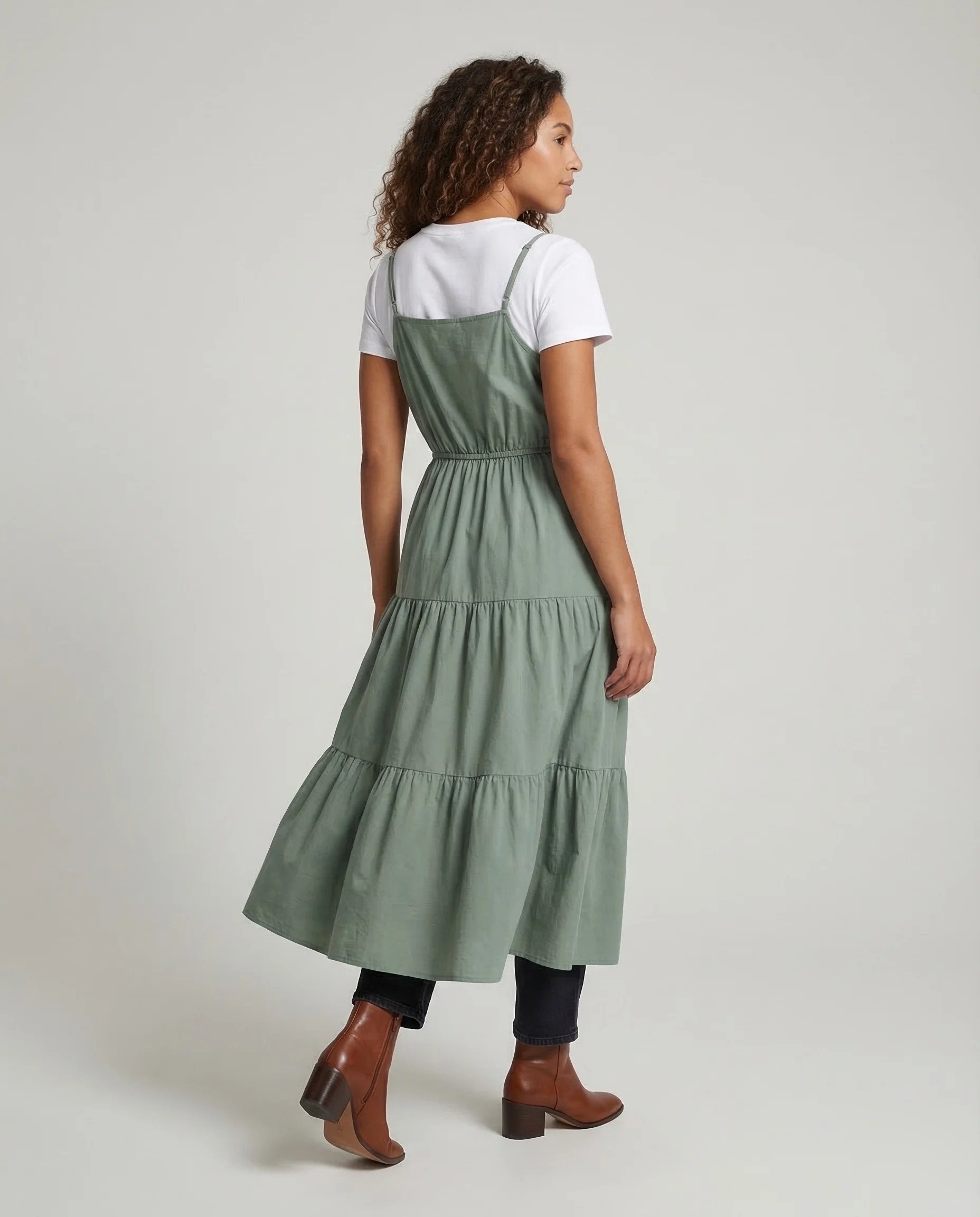 Damen Midikleid Layer Volant - Image 4