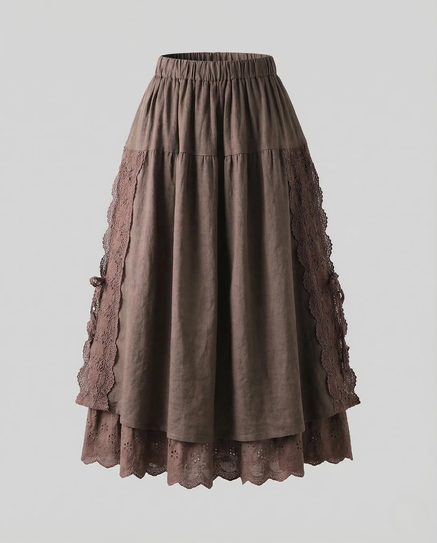 Damen Boho Lagenrock mit Spitze - Image 5