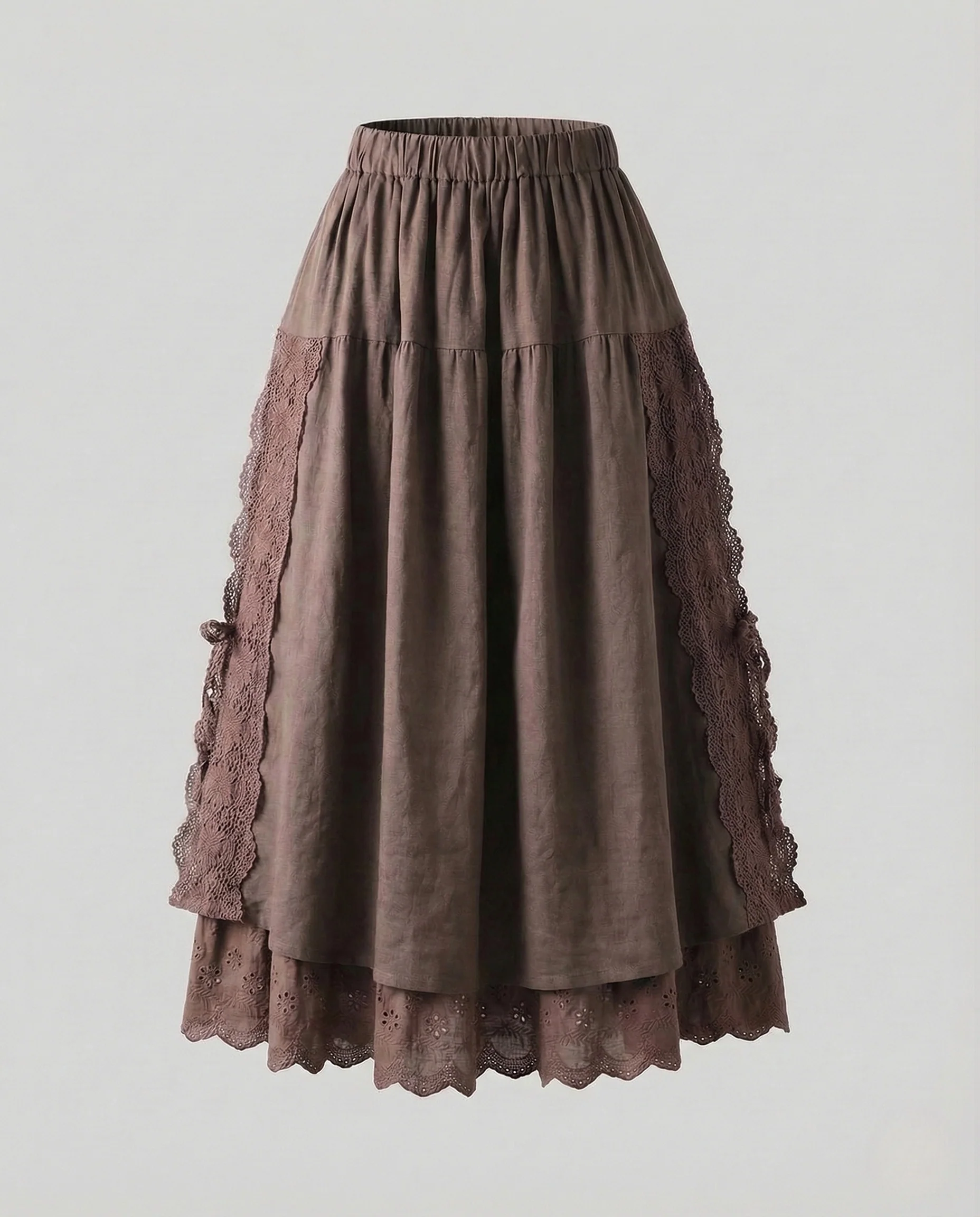 Damen Boho Lagenrock mit Spitze - Image 6