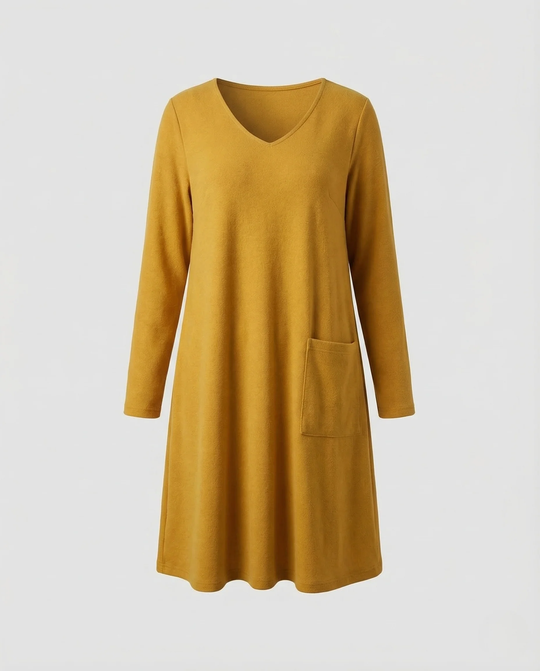 Damen Strickkleid A Linie Langarm Taschen - Image 5