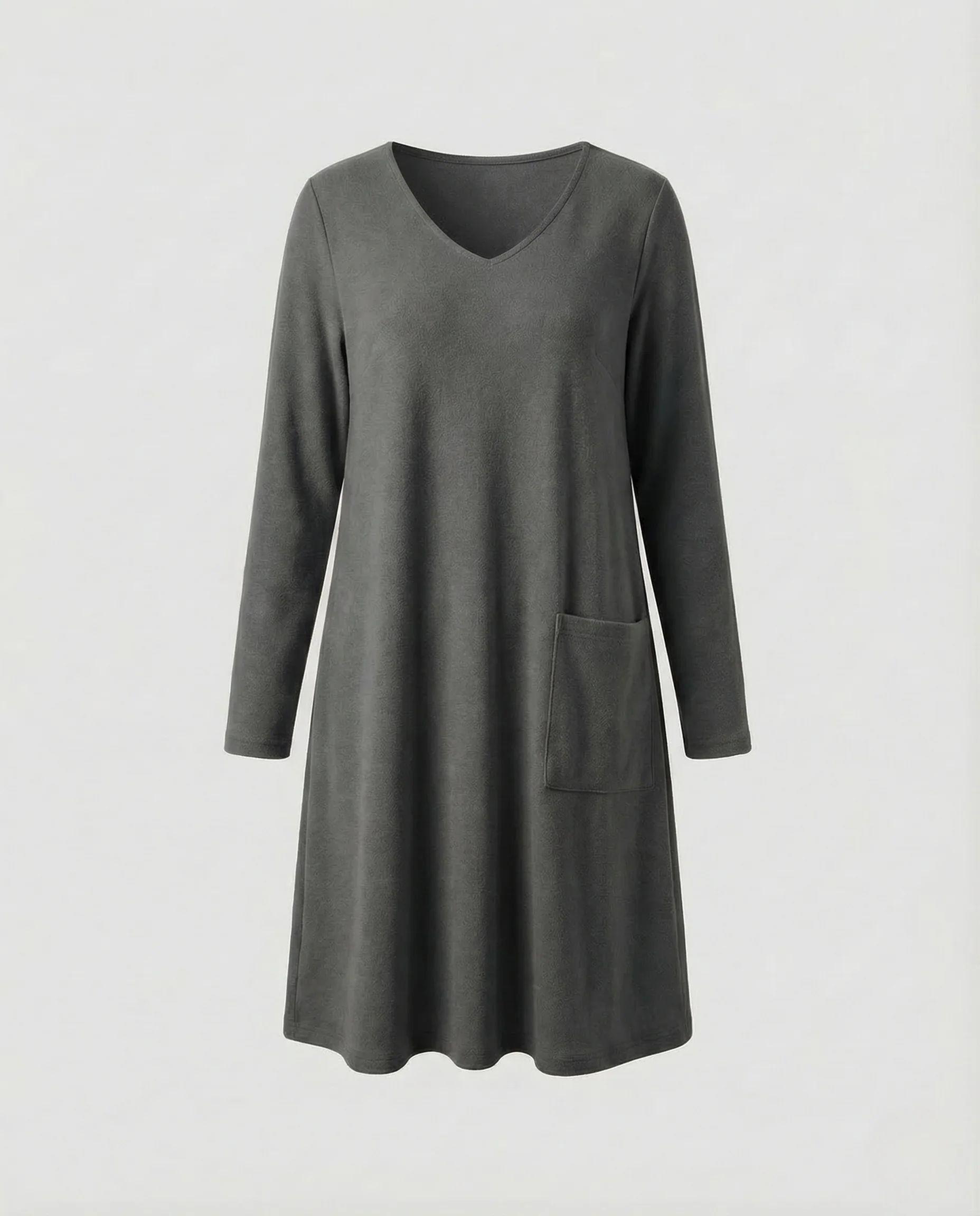 Damen Strickkleid A Linie Langarm Taschen - Image 6