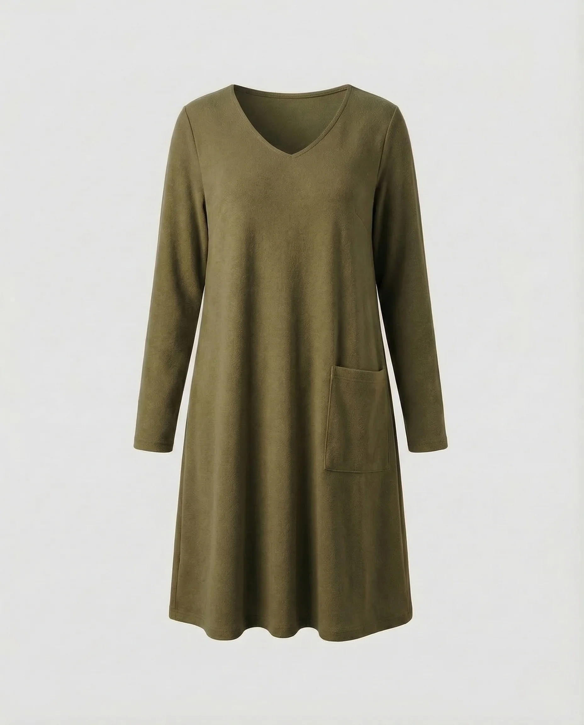 Damen Strickkleid A Linie Langarm Taschen - Image 7