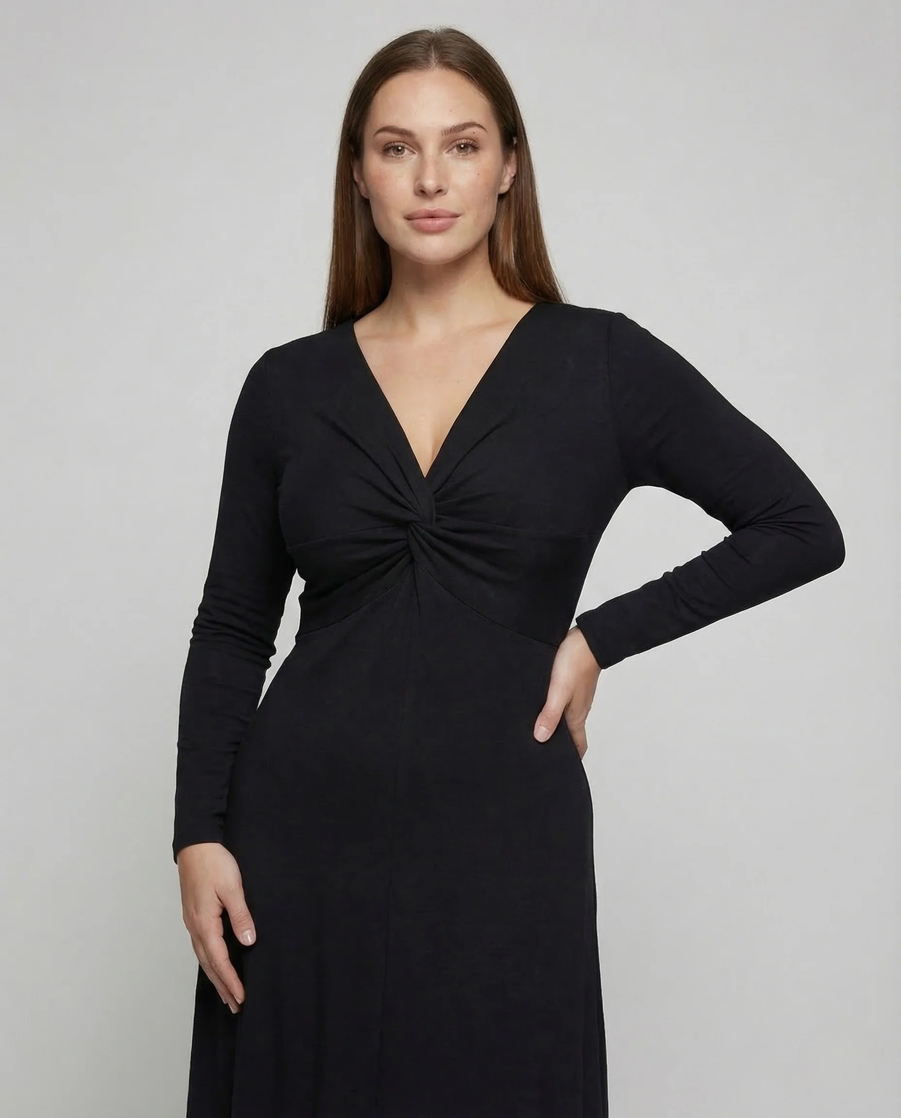 Damen Jerseykleid Langarm Twist - Image 2