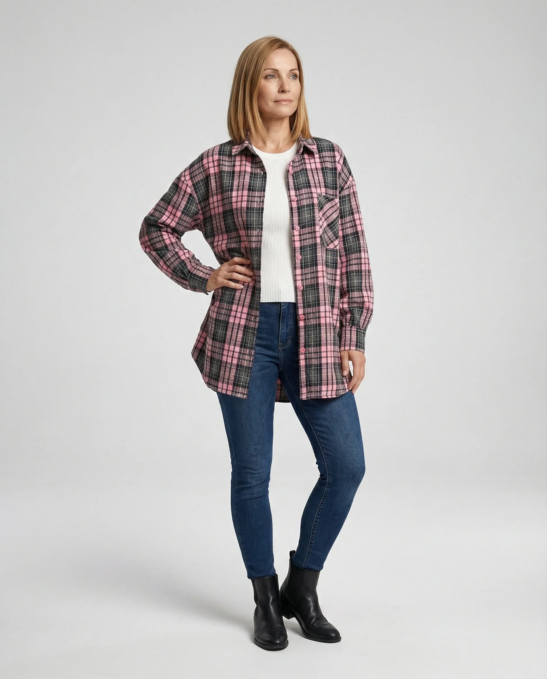 Damen Hemdjacke Flanell lang - Image 13