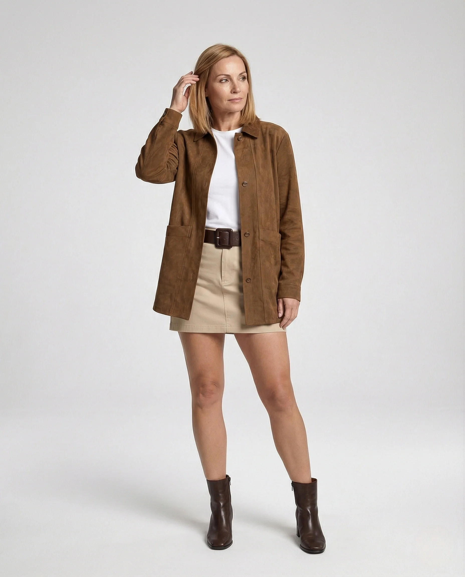 Damen Hemdjacke Velours lang - Image 2