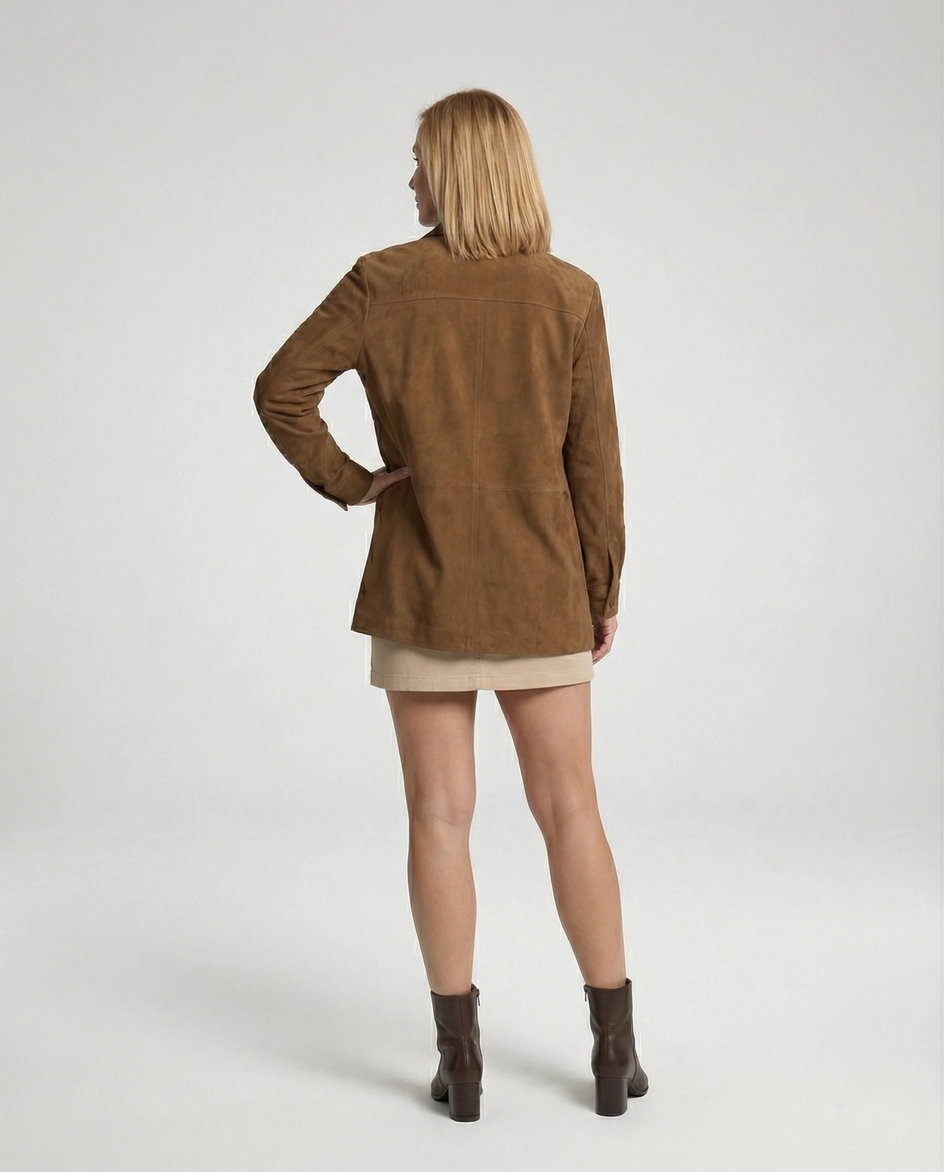 Damen Hemdjacke Velours lang - Image 3