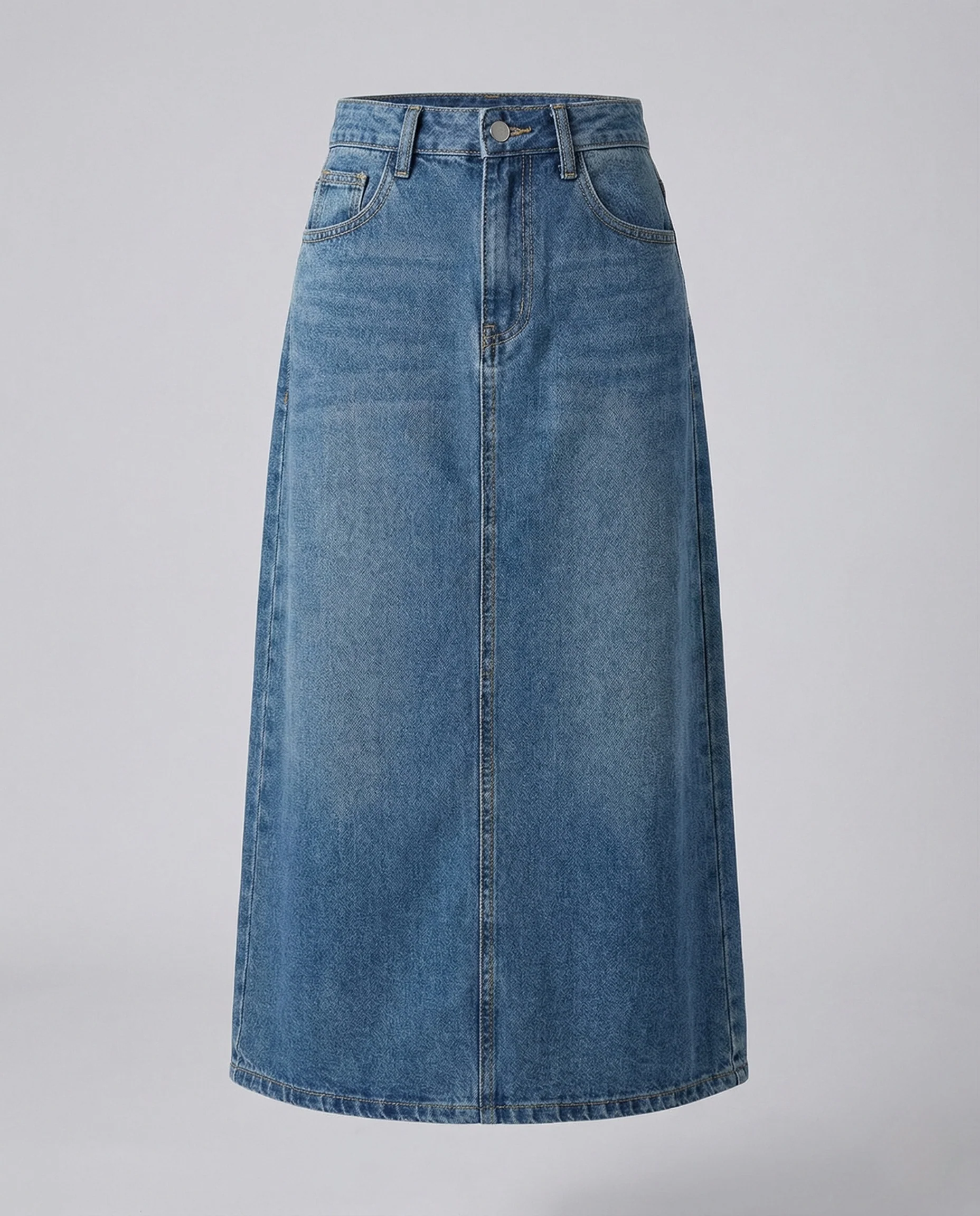 Damen Jeansrock Lang Mittelfalte - Image 5