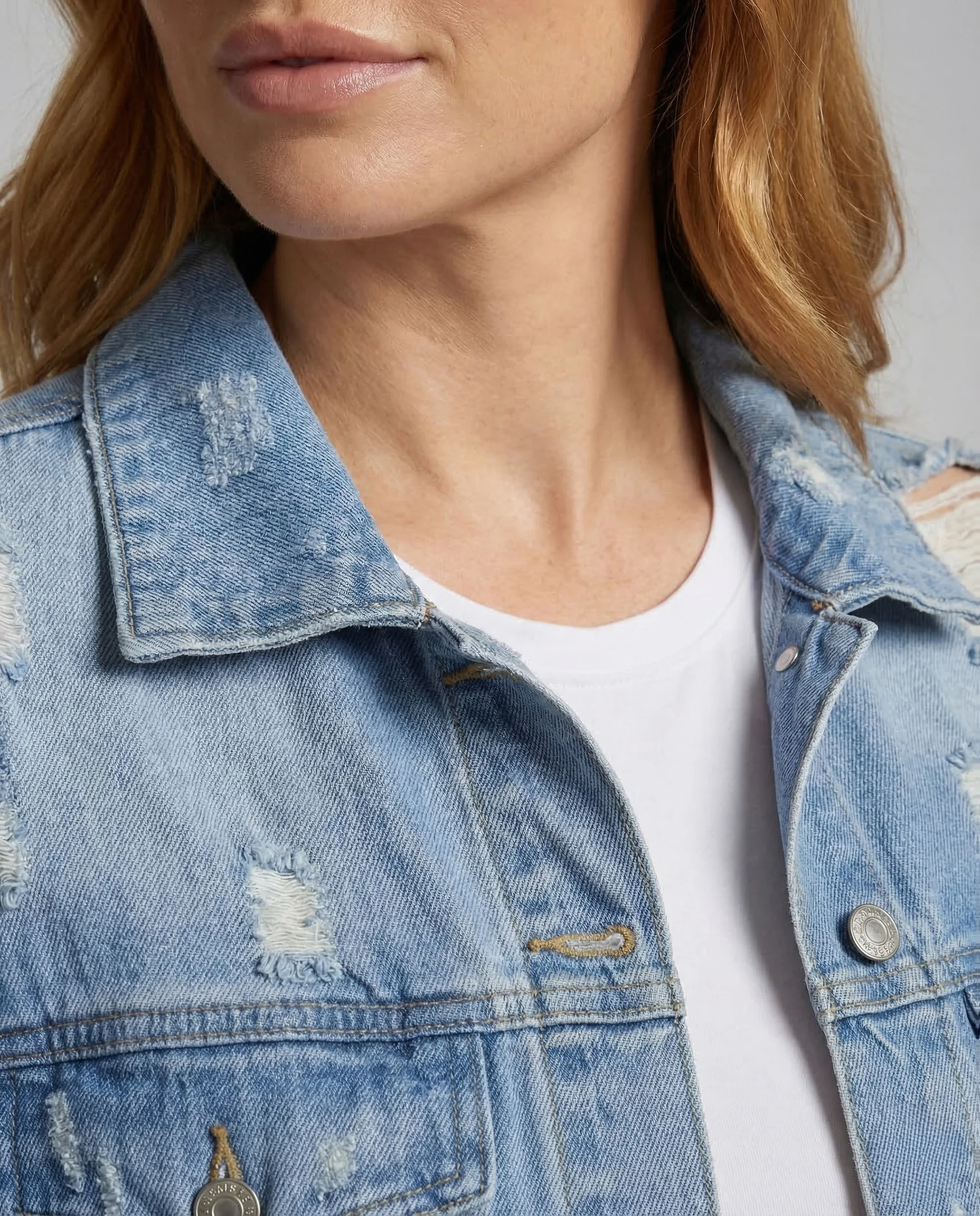 Damen Jeansmantel Lang Taschen - Image 3