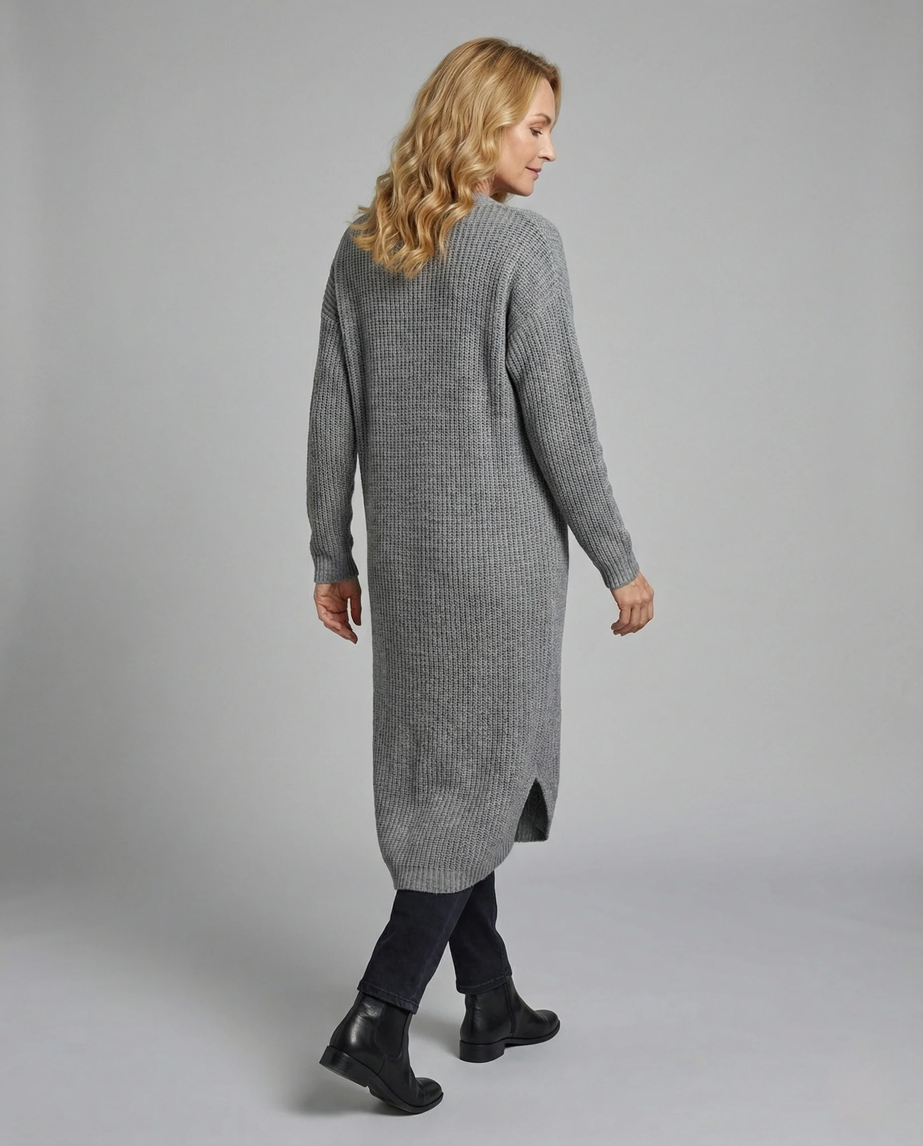 Damen Langer Strickpullover mit Wickelfront - Image 3