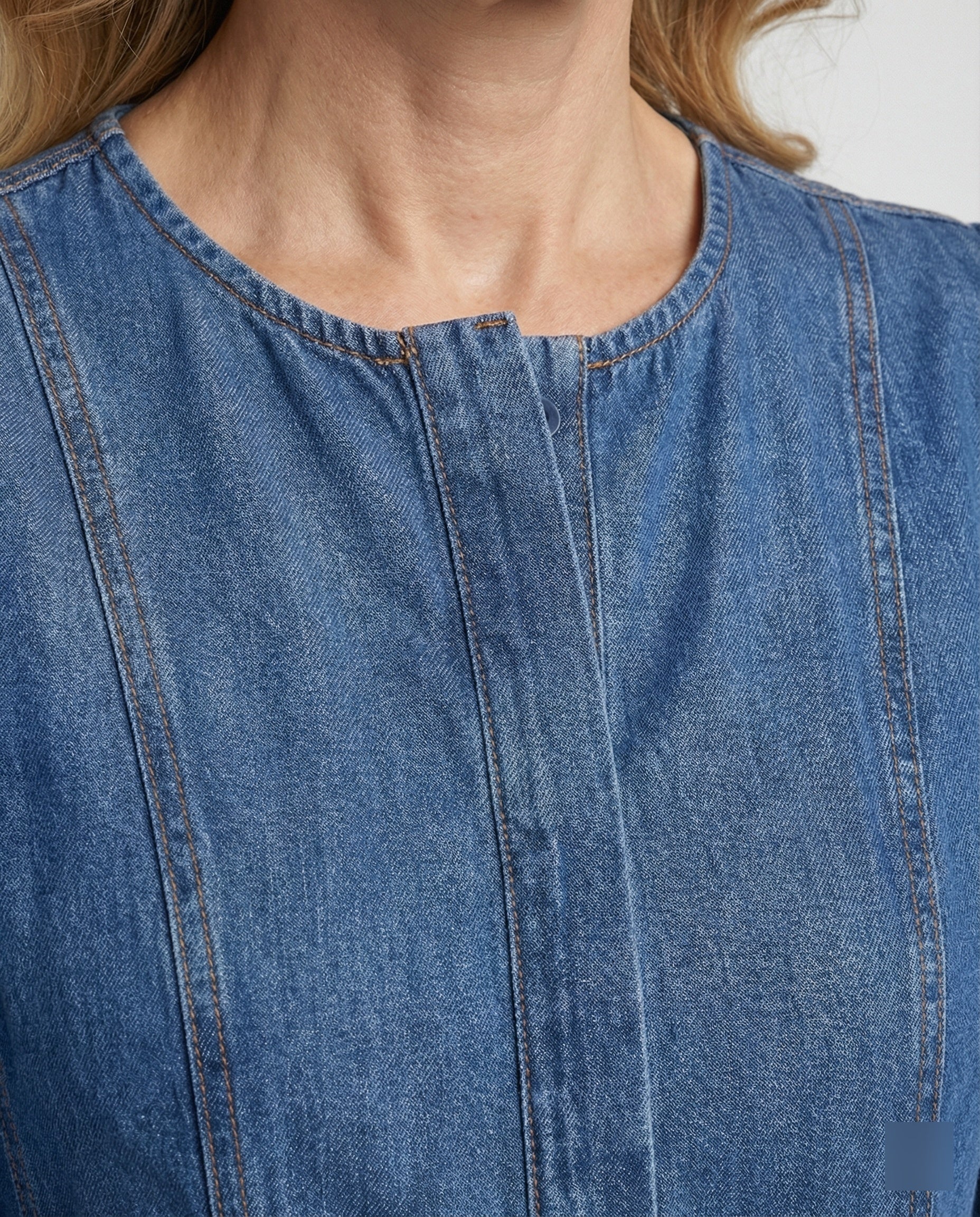 Freizeitkleid Damen Denim A-Linie - Image 4
