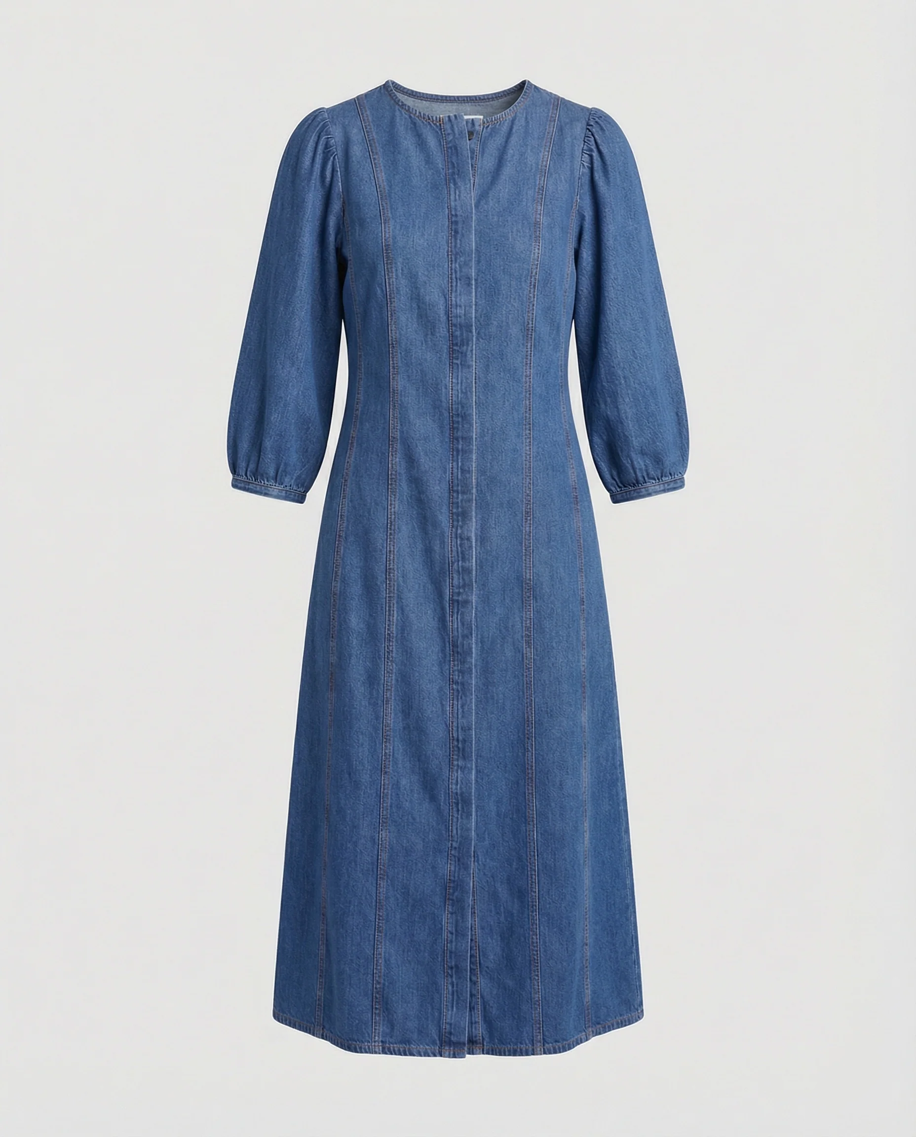 Freizeitkleid Damen Denim A-Linie - Image 5